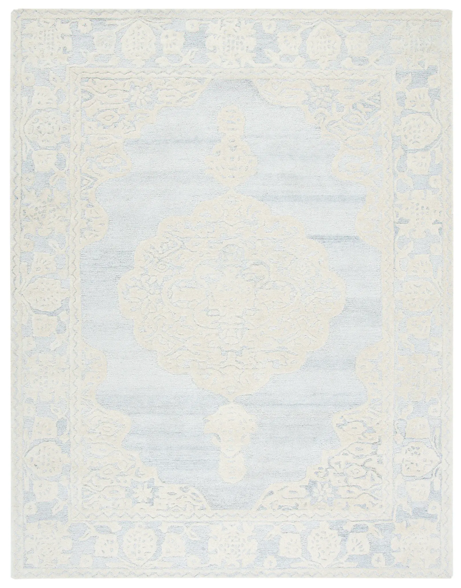 Micro-Loop Medallion Hand-Tufted Wool Rug