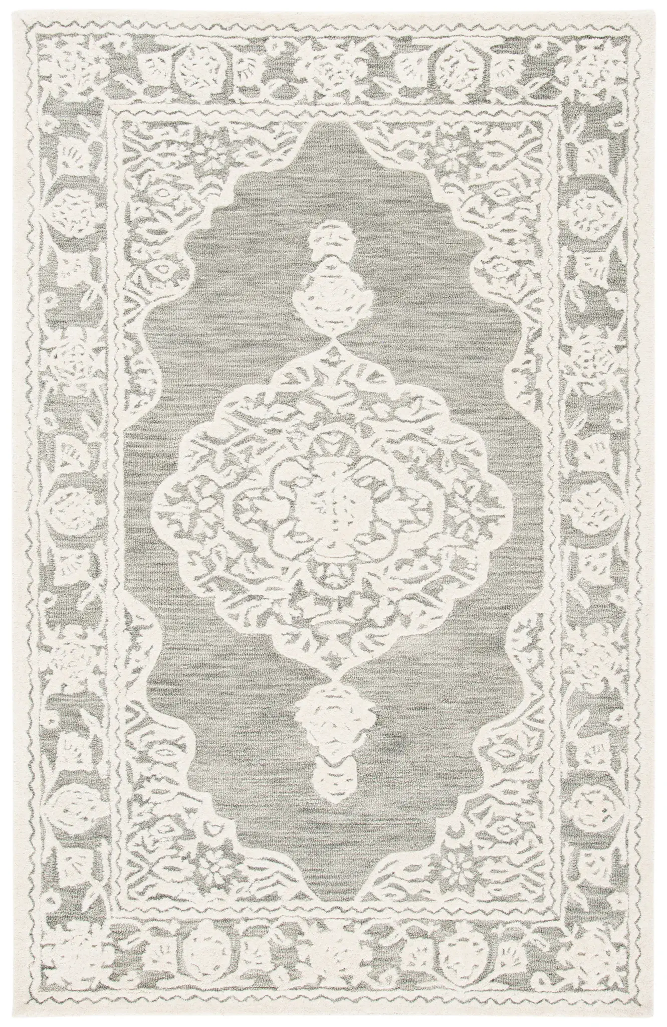 Micro-Loop Medallion Hand-Tufted Wool Rug