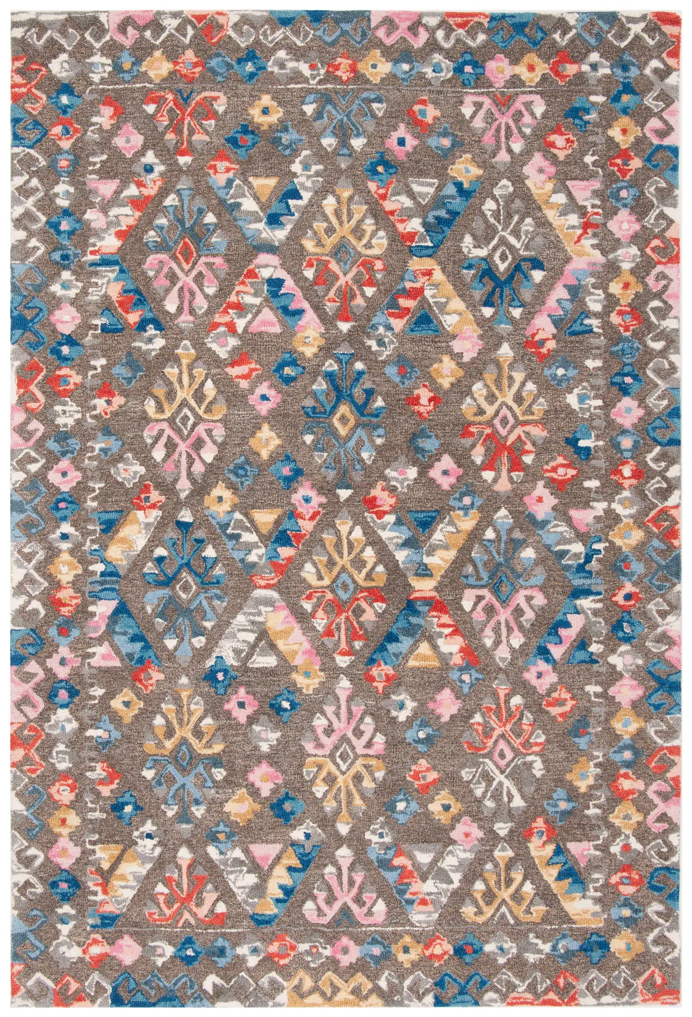 Micro-Loop Tribal Kilim Diamond Hand-Tufted Wool Rug