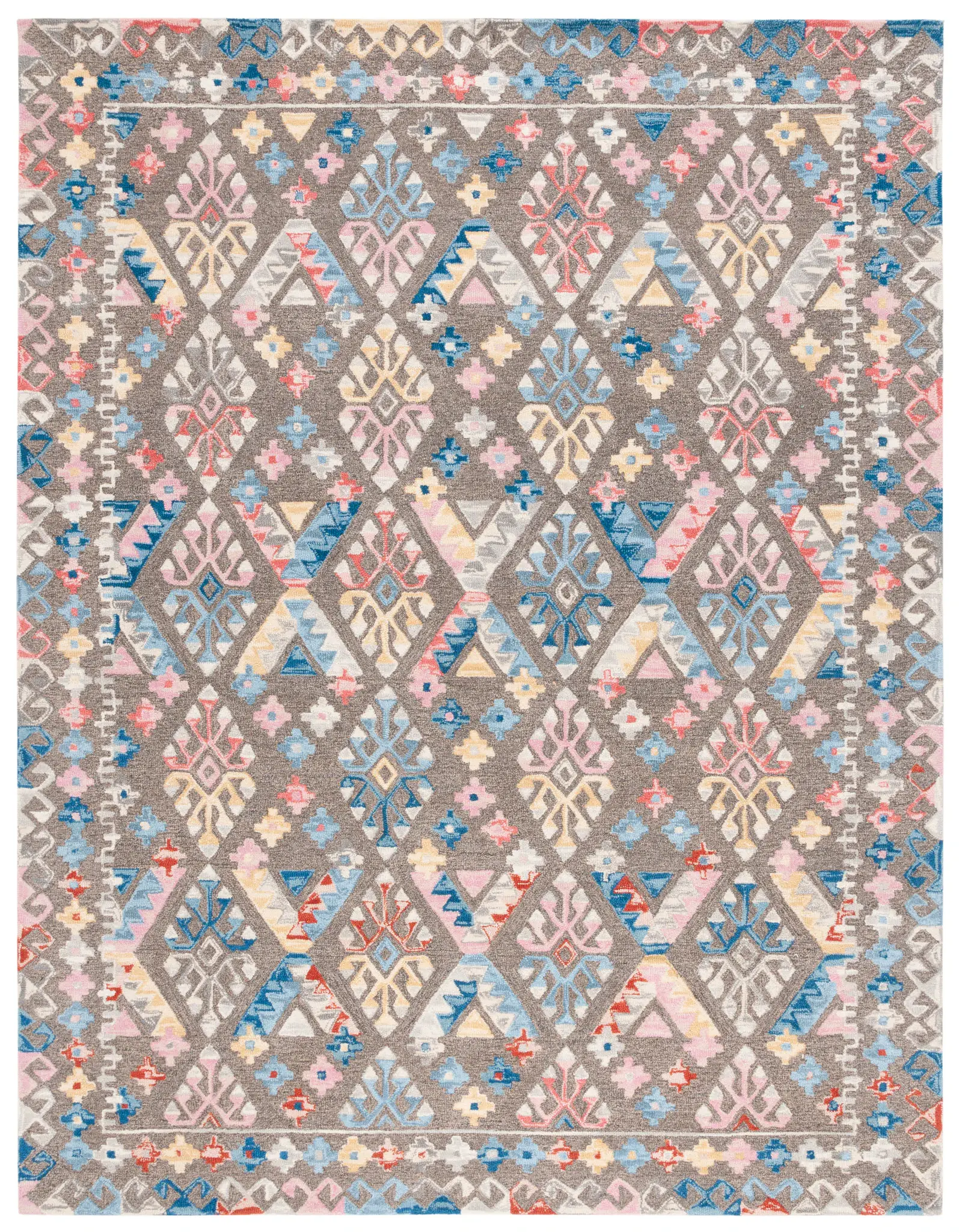 Micro-Loop Tribal Kilim Diamond Hand-Tufted Wool Rug