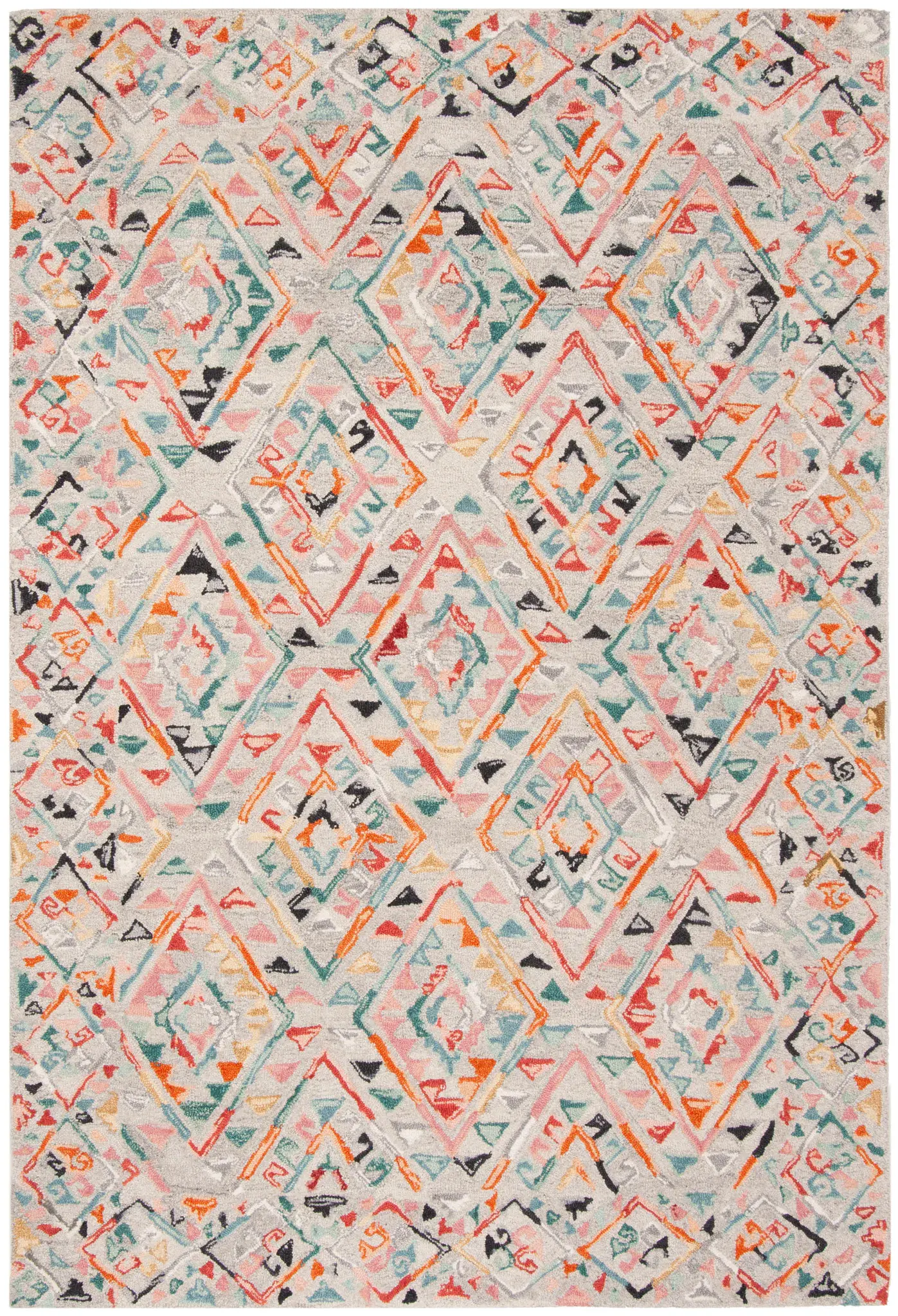 Micro-Loop Tribal Diamond Trellis Hand-Tufted Wool Rug