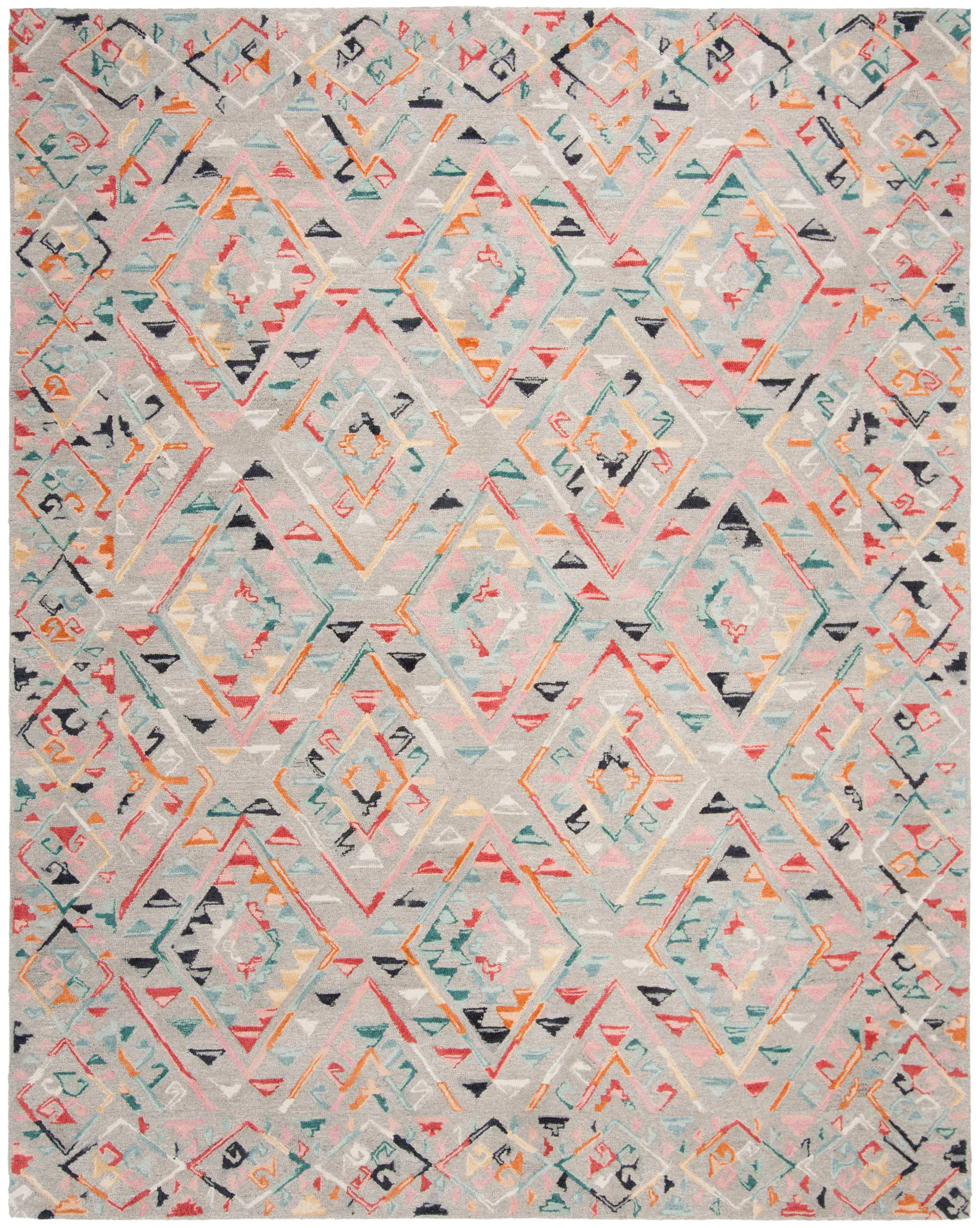 Micro-Loop Tribal Diamond Trellis Hand-Tufted Wool Rug