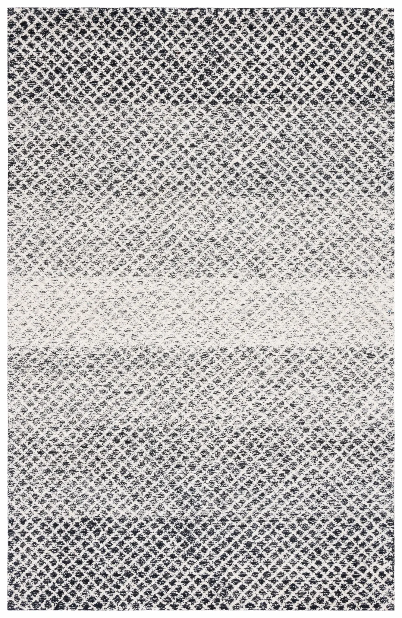 Micro-Loop Ombre Grid Hand-Tufted Wool Rug