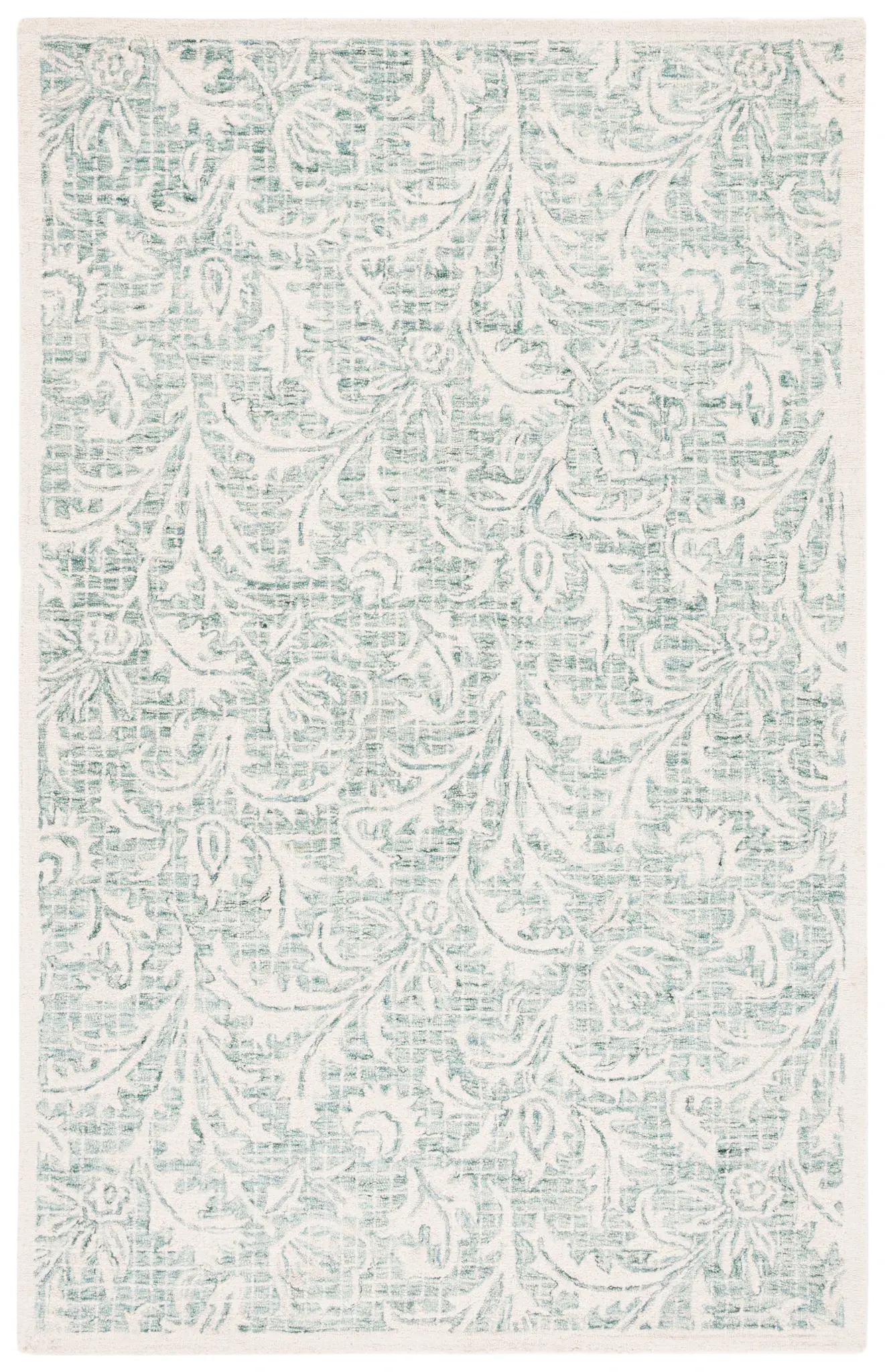 Micro-Loop Leafy Vine Hand-Tufted Wool Rug