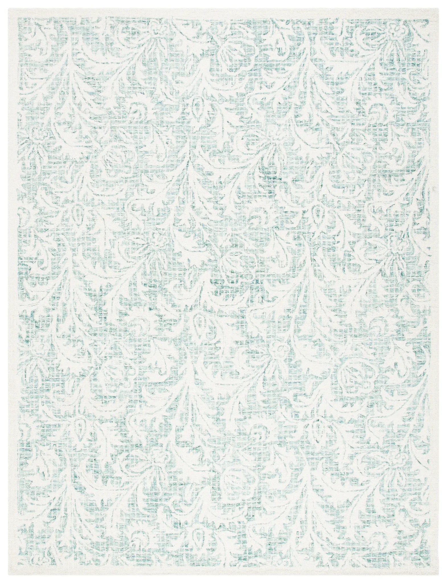 Micro-Loop Leafy Vine Hand-Tufted Wool Rug