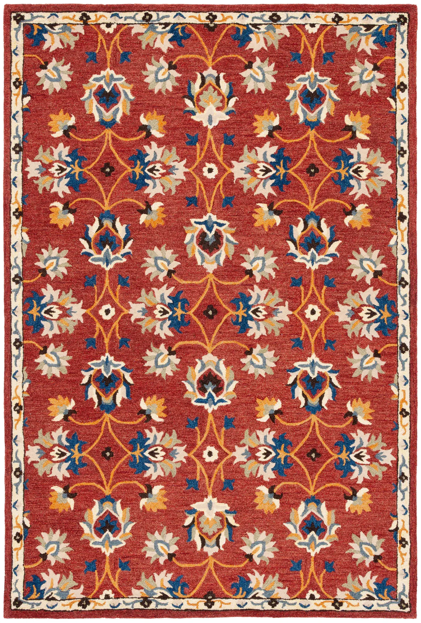 Micro-Loop Floral Lattice Hand-Tufted Wool Rug