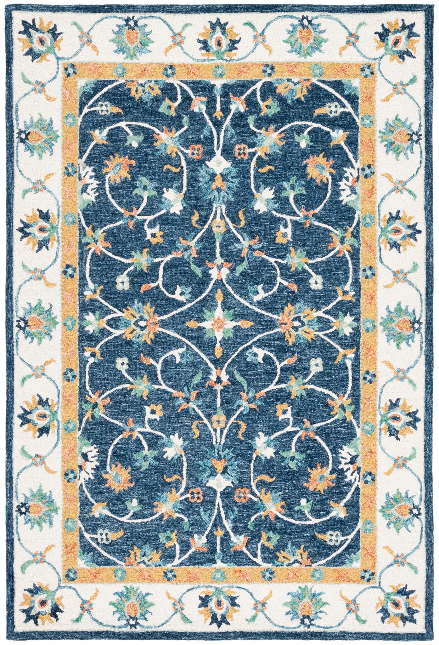 Micro-Loop Traditional Palmette Hand-Tufted Wool Rug