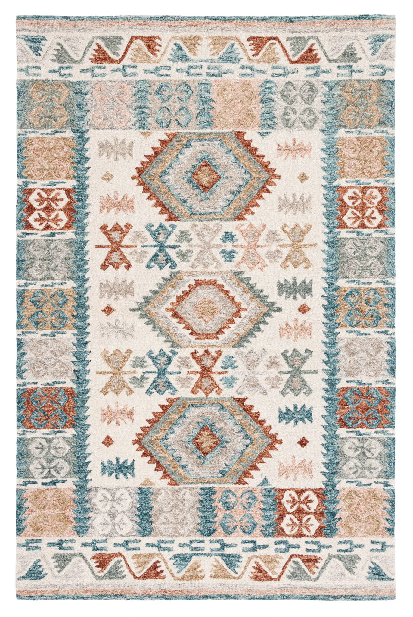 Micro-Loop Tribal Medallion Hand-Tufted Wool Rug