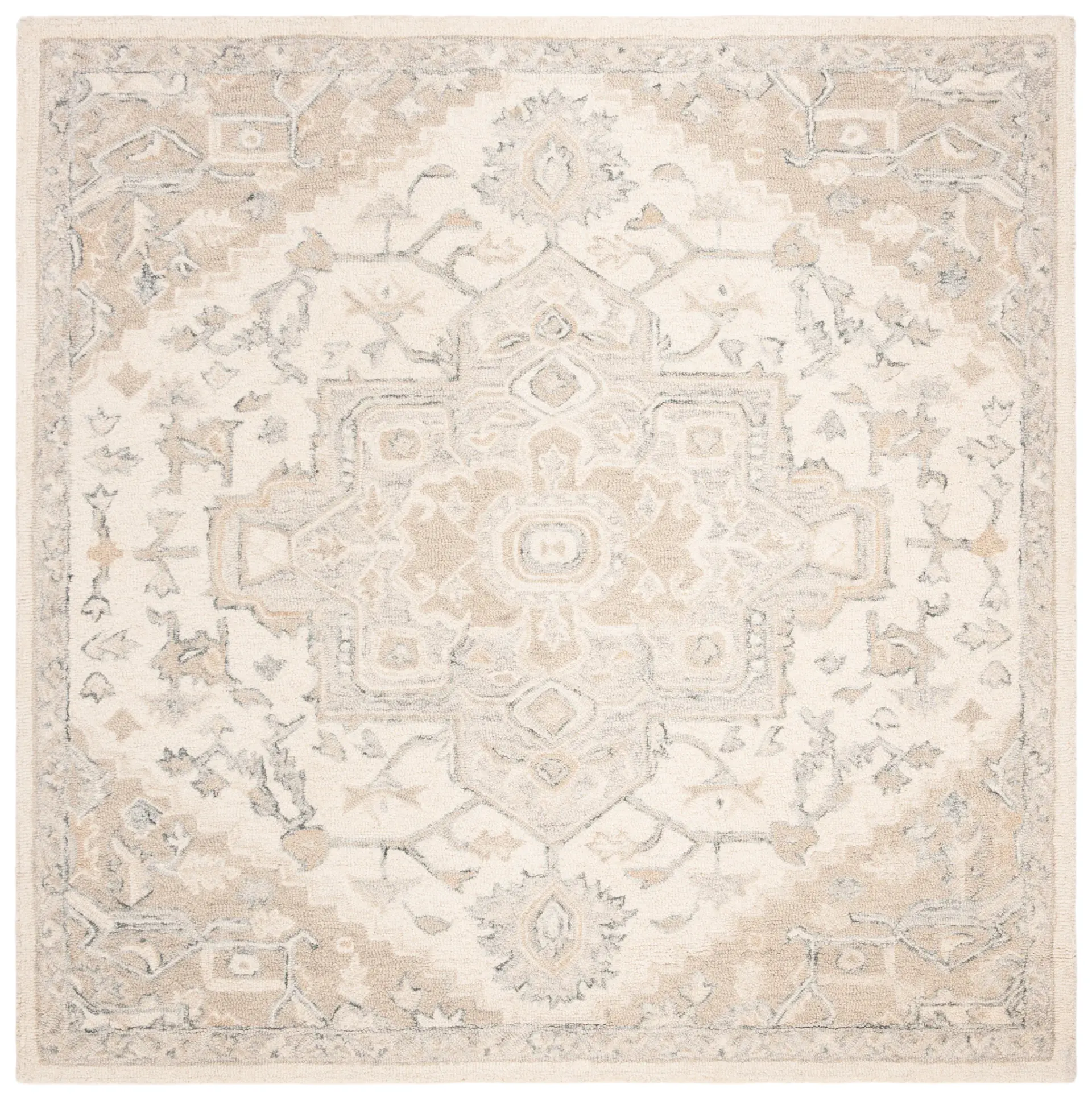 Micro-Loop Micro Loop Stepped Medallion Hand-Tufted Wool Rug