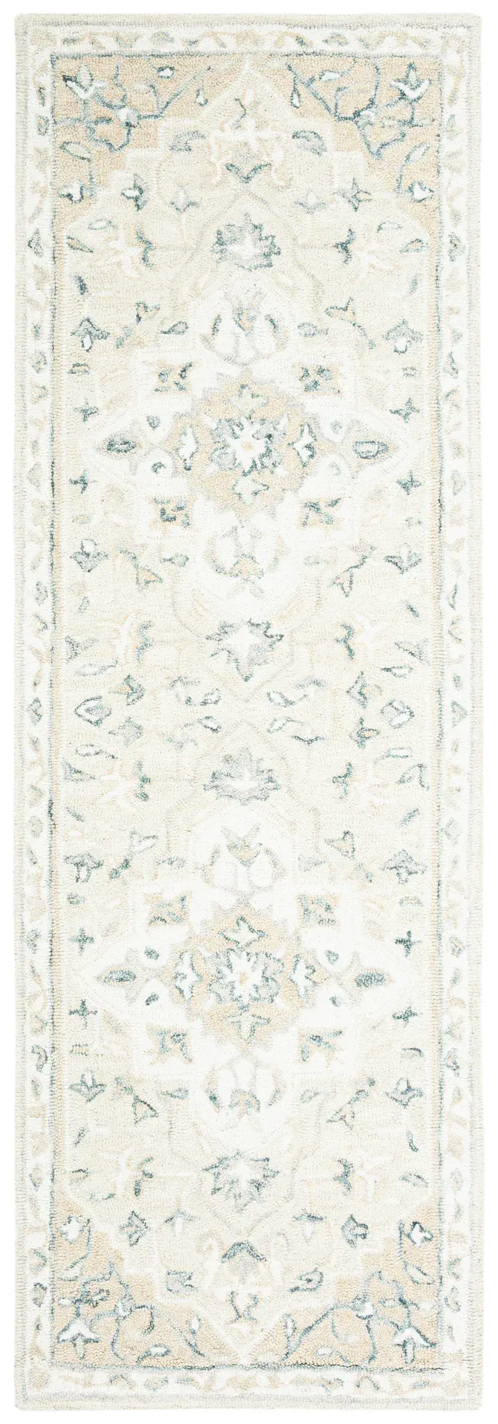 Micro-Loop Floral Medallion Hand-Tufted Wool Rug