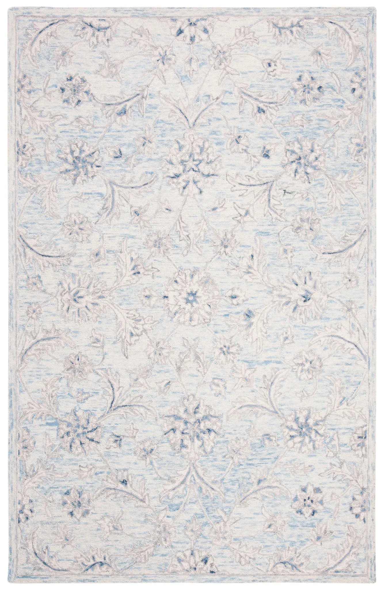 Micro-Loop Micro Loop Scrolling Floral Hand-Tufted Wool Rug