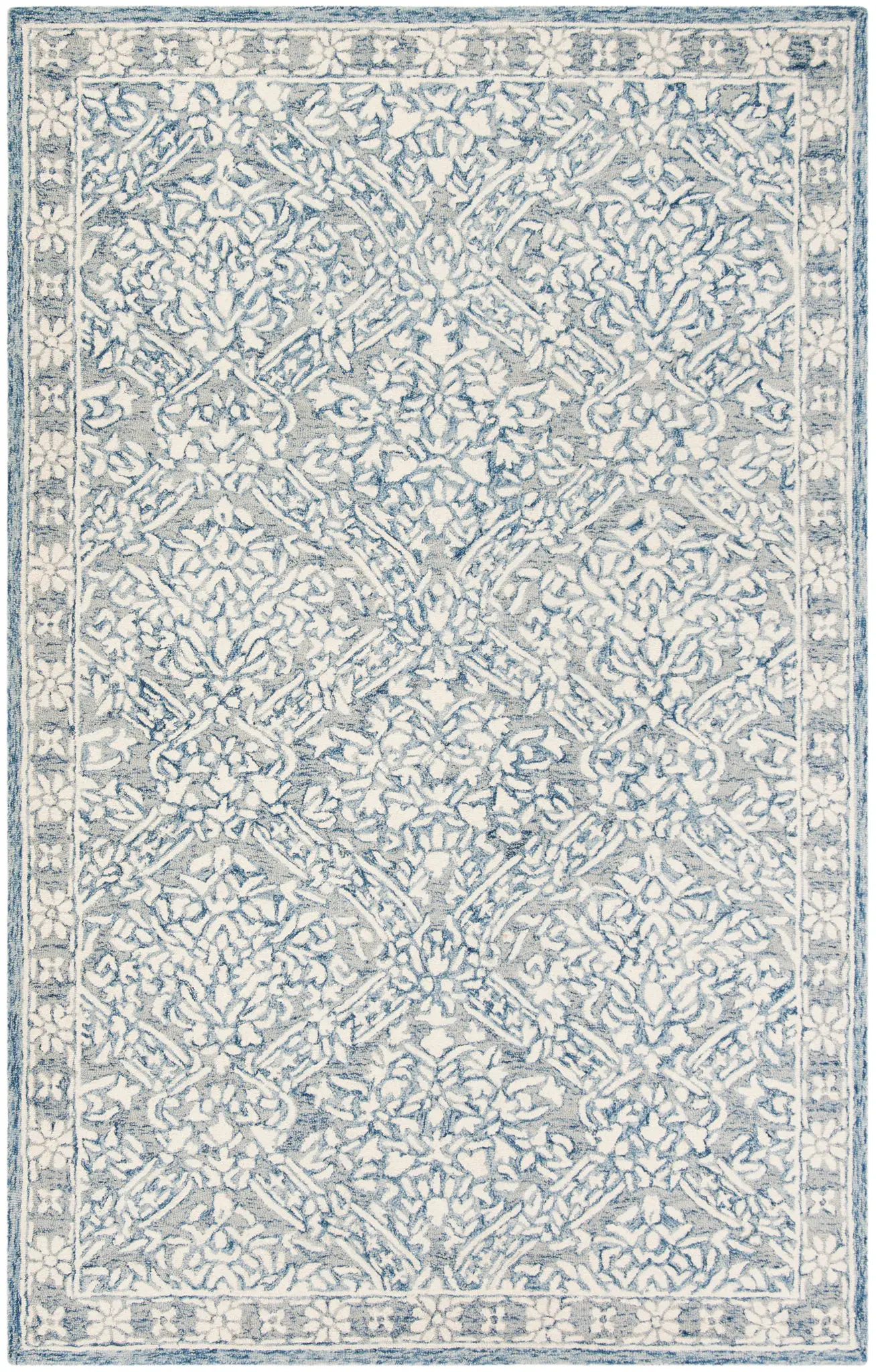 Micro-Loop Damask Trellis Hand-Tufted Wool Rug