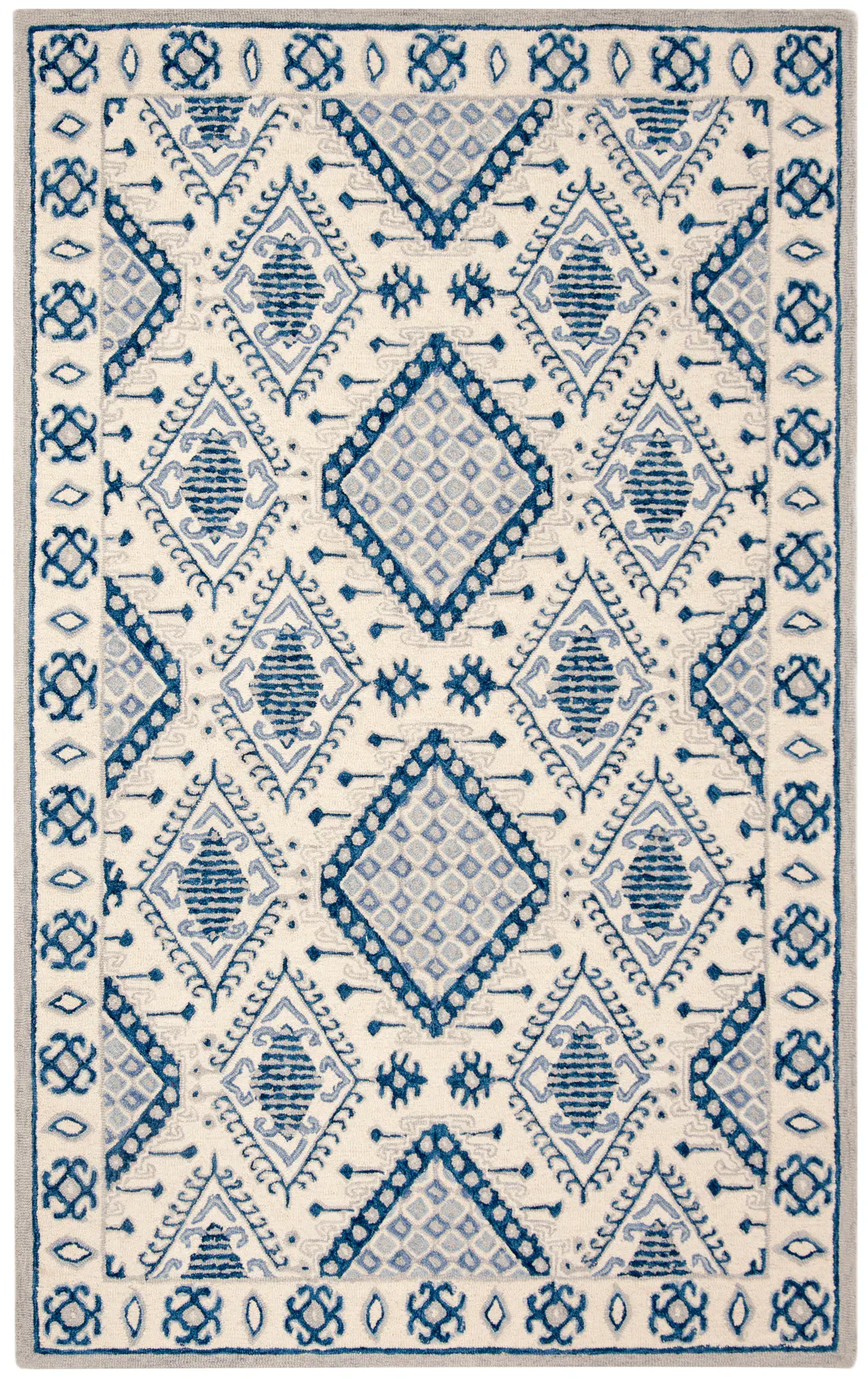 Micro-Loop Southwestern Diamond Medallion Hand-Tufted Wool Rug