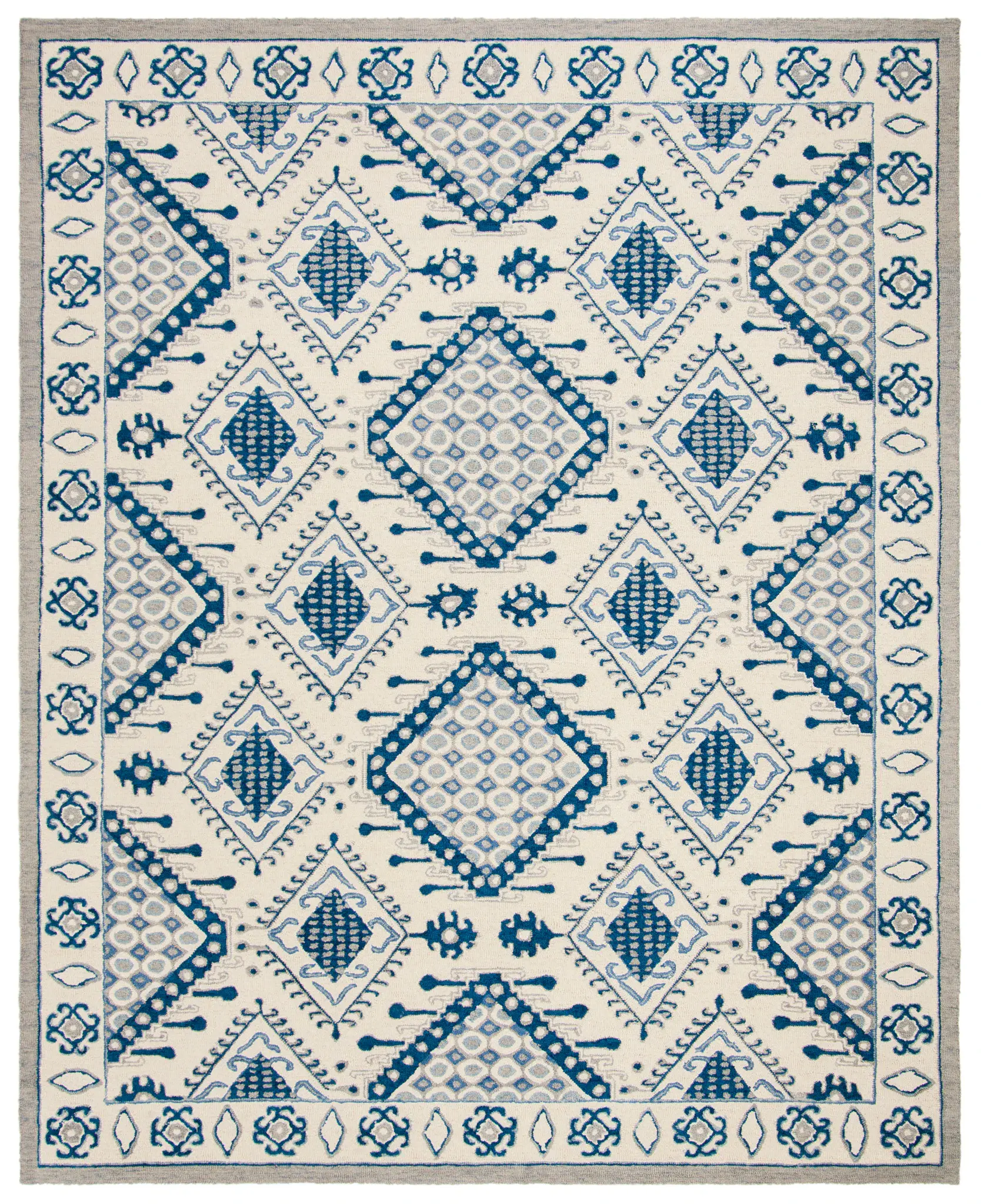 Micro-Loop Southwestern Diamond Medallion Hand-Tufted Wool Rug