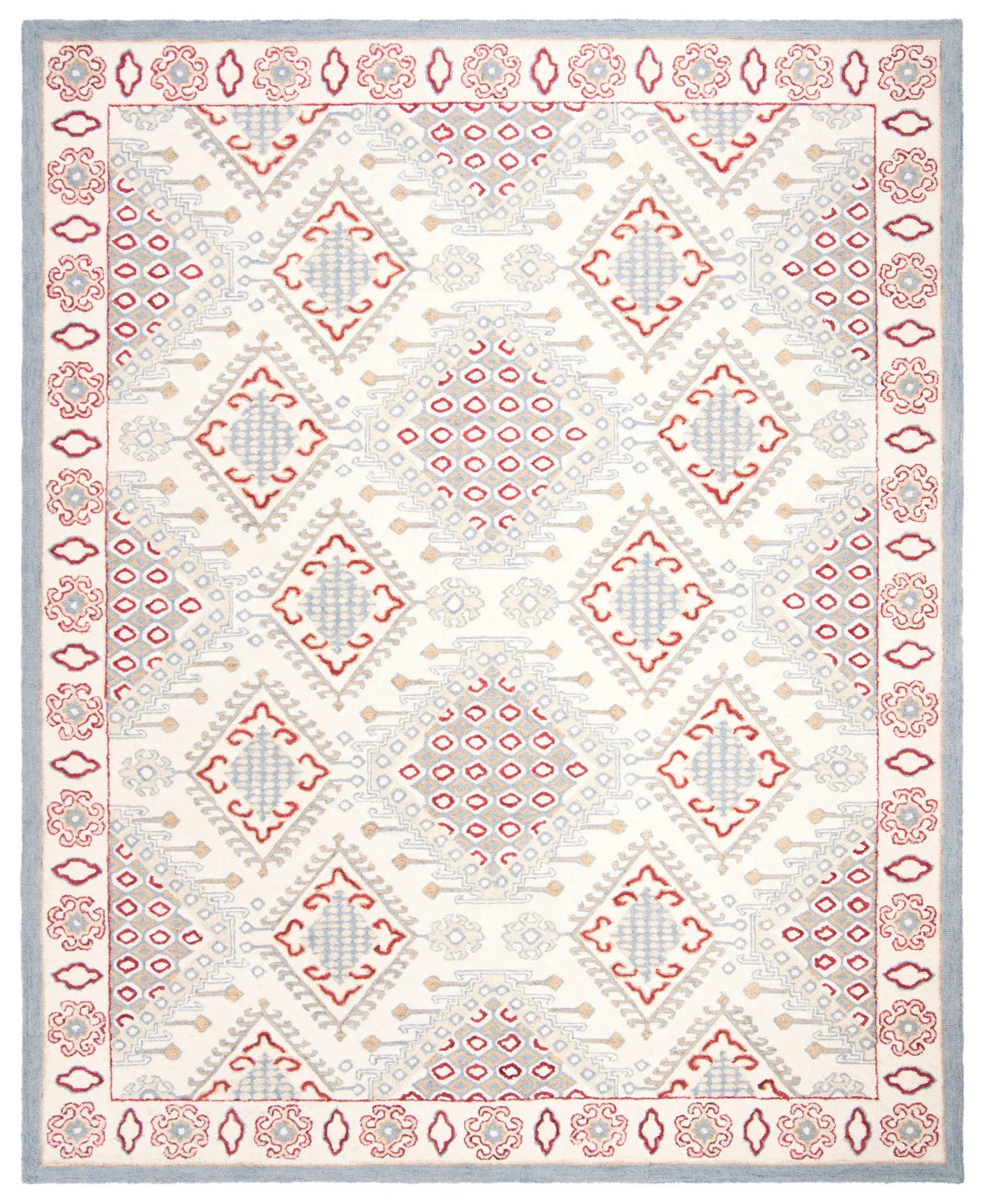 Micro-Loop Southwestern Diamond Medallion Hand-Tufted Wool Rug