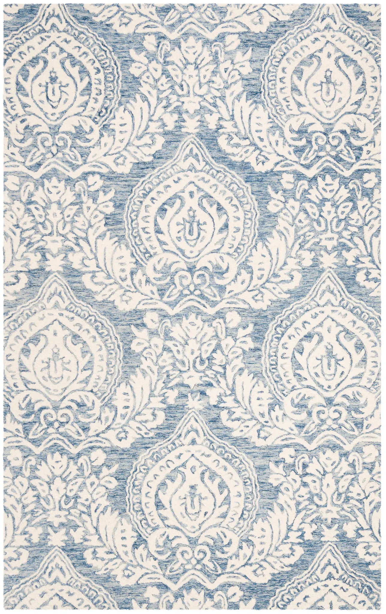 Micro-Loop Paisley Damask Hand-Tufted Wool Rug