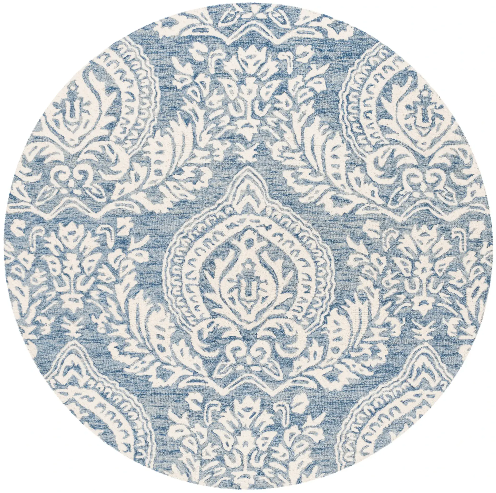 Micro-Loop Paisley Damask Hand-Tufted Wool Rug