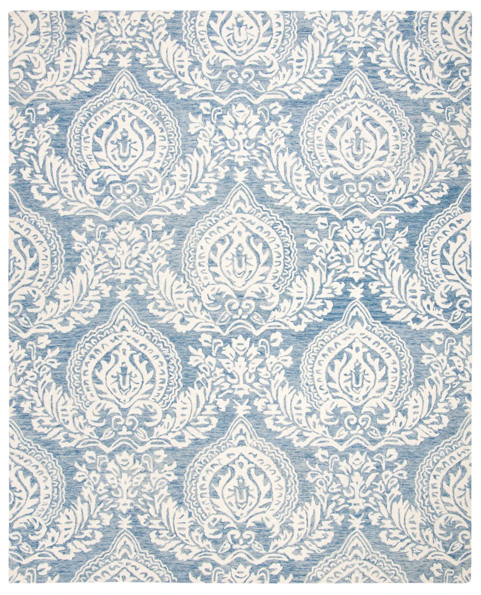 Micro-Loop Paisley Damask Hand-Tufted Wool Rug