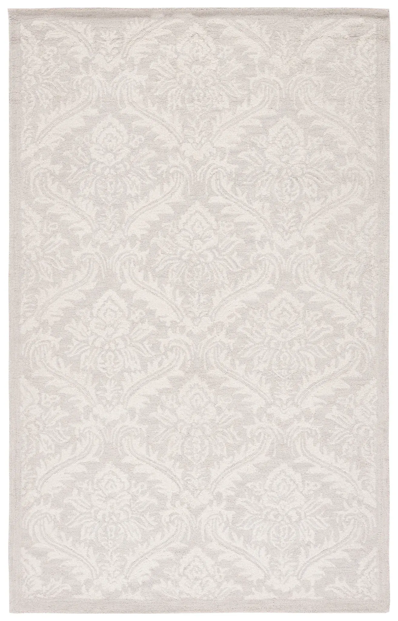 Micro-Loop Damask Floral Hand-Tufted Wool Rug