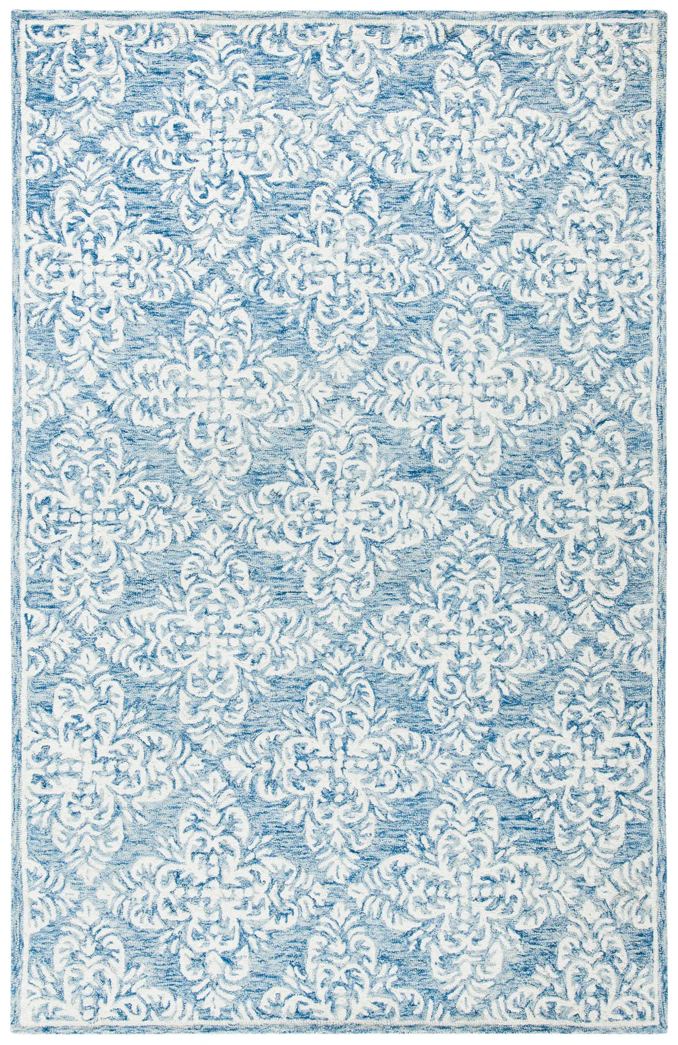 Micro-Loop Damask Tile Hand-Tufted Wool Rug