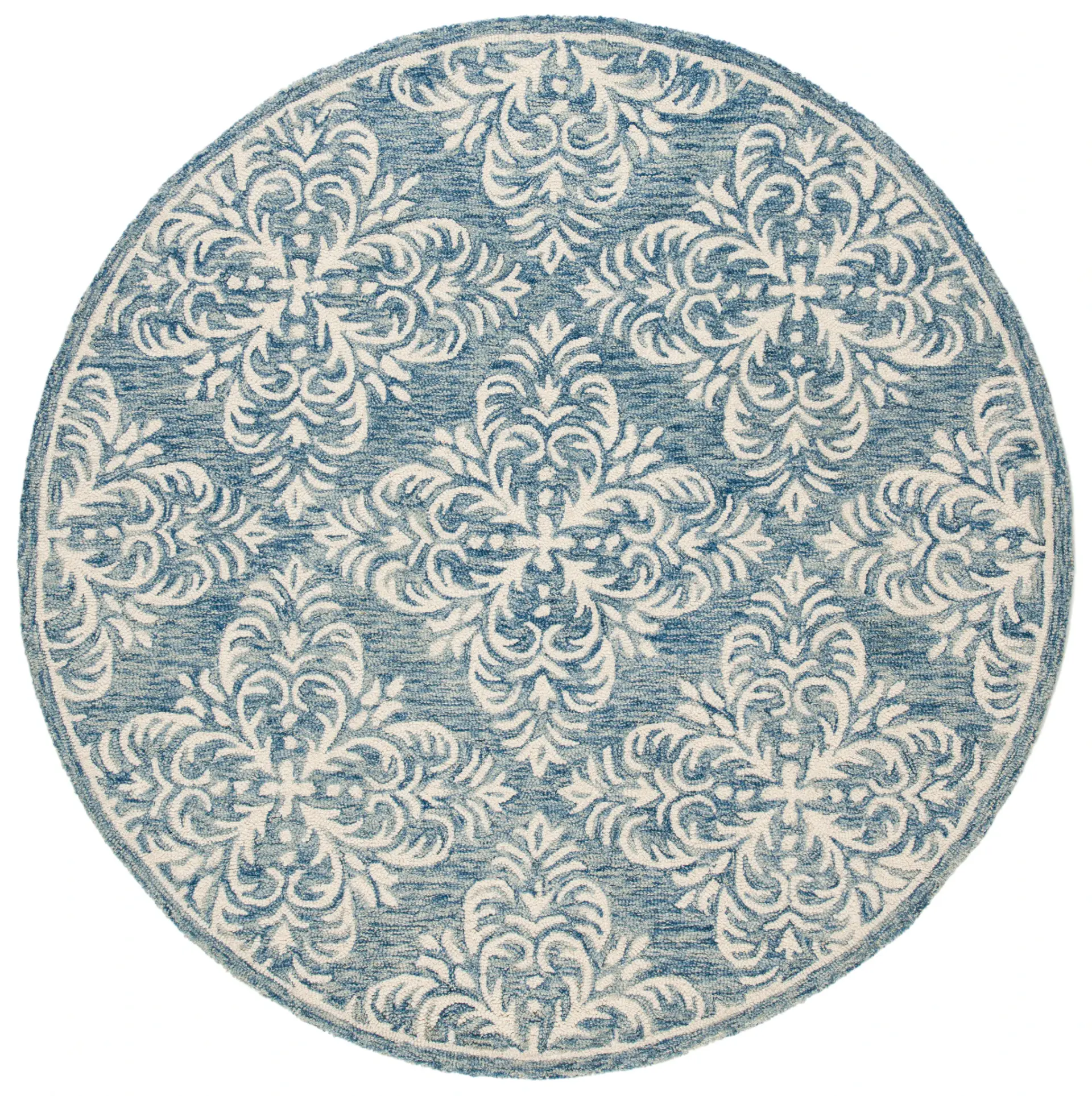 Micro-Loop Damask Tile Hand-Tufted Wool Rug