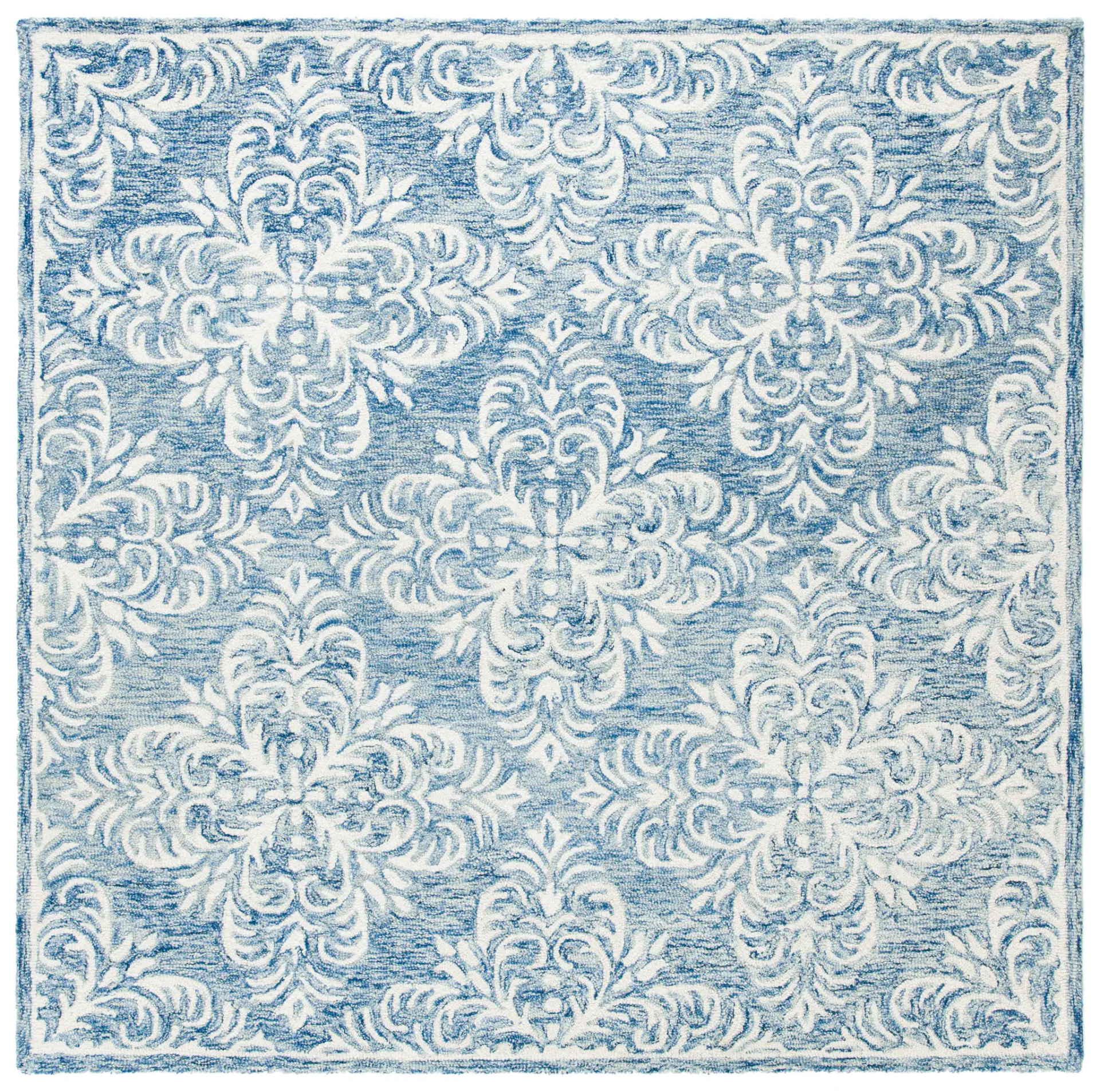 Micro-Loop Damask Tile Hand-Tufted Wool Rug