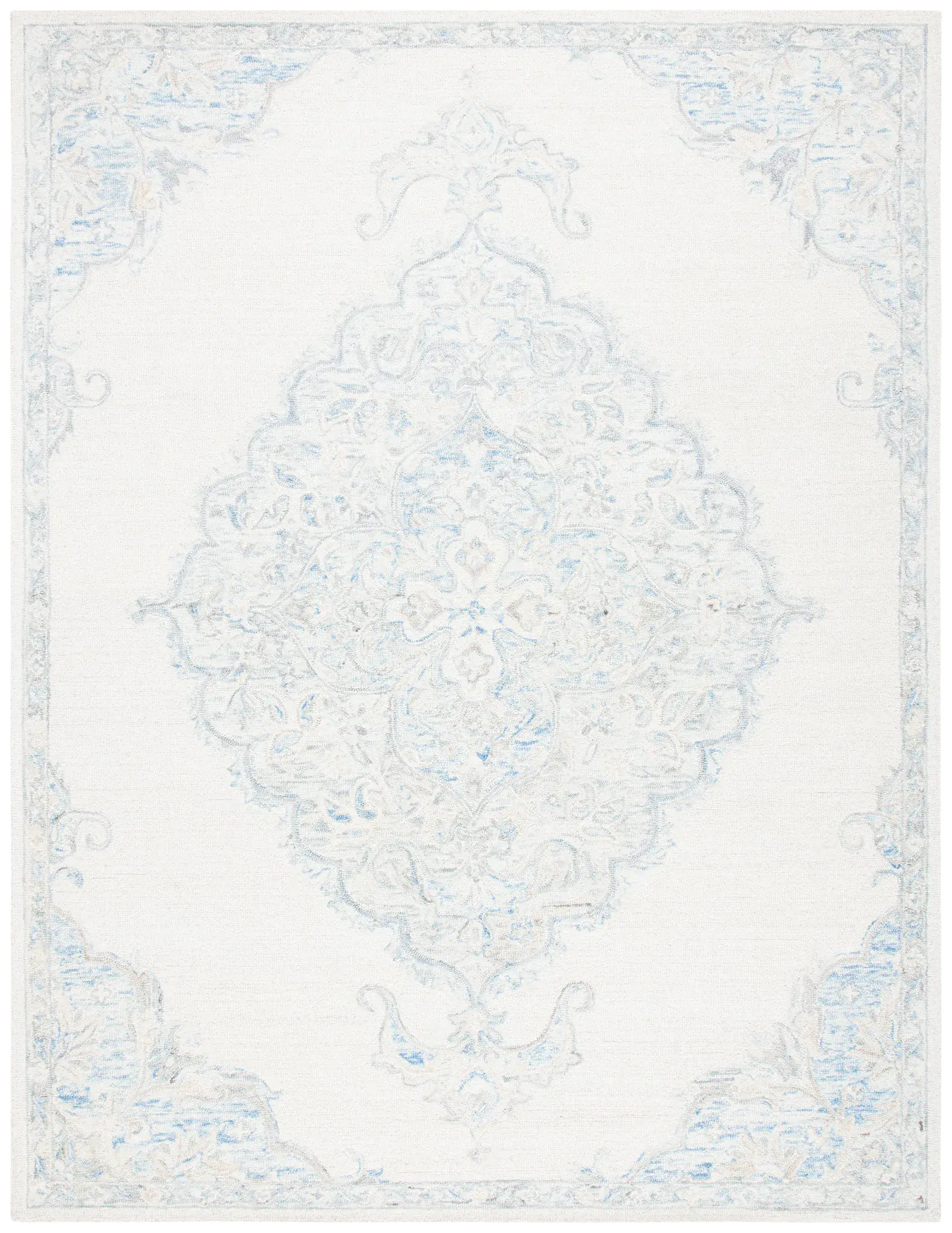 Micro-Loop Faded Medallion Hand-Tufted Wool Rug