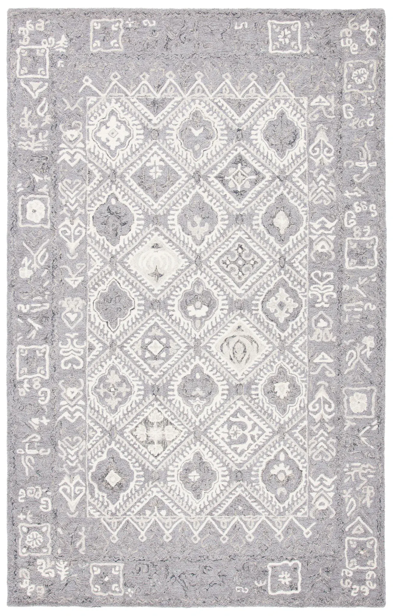 Micro-Loop Tribal Diamond Hand-Tufted Cotton Rug