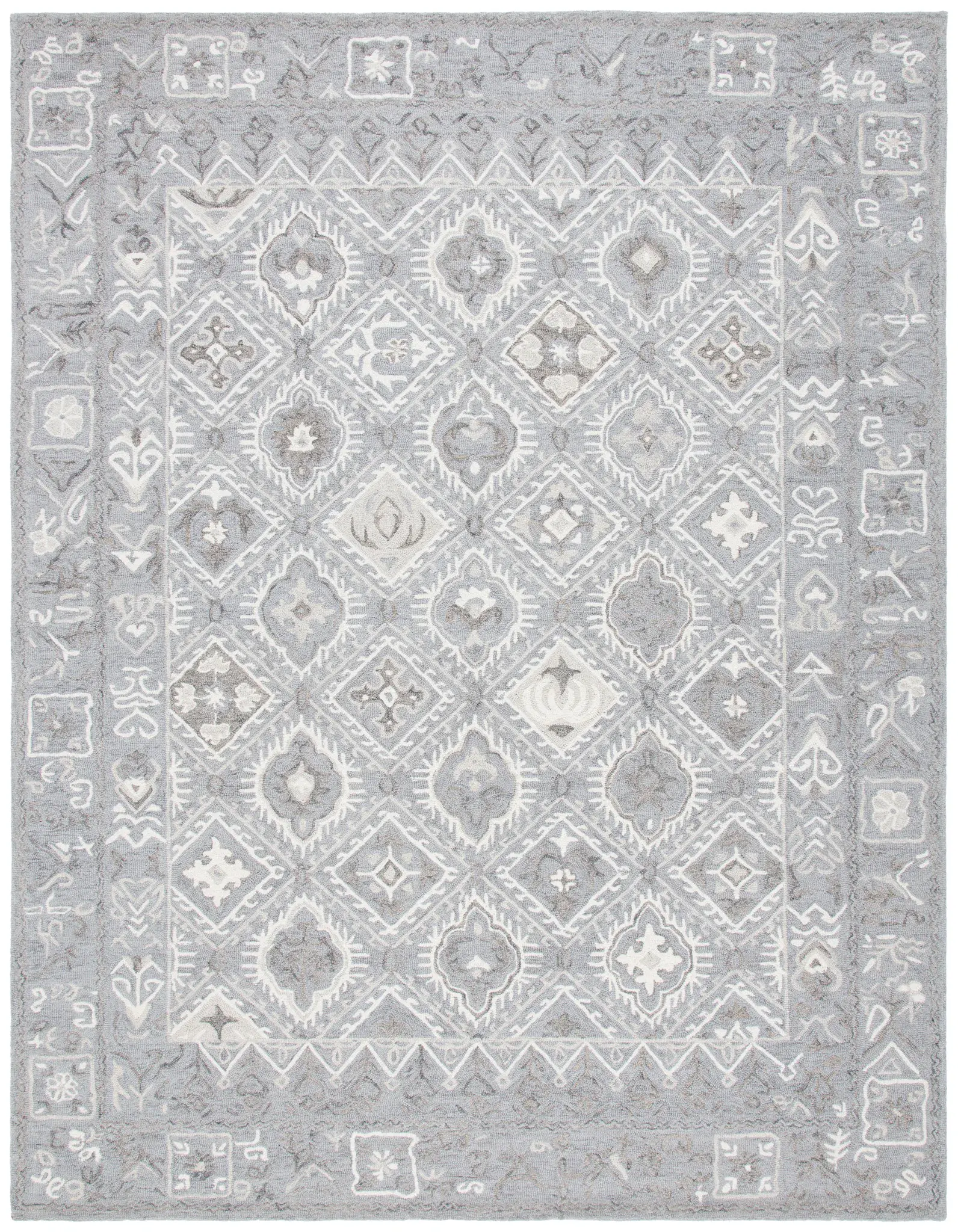 Micro-Loop Tribal Diamond Hand-Tufted Cotton Rug