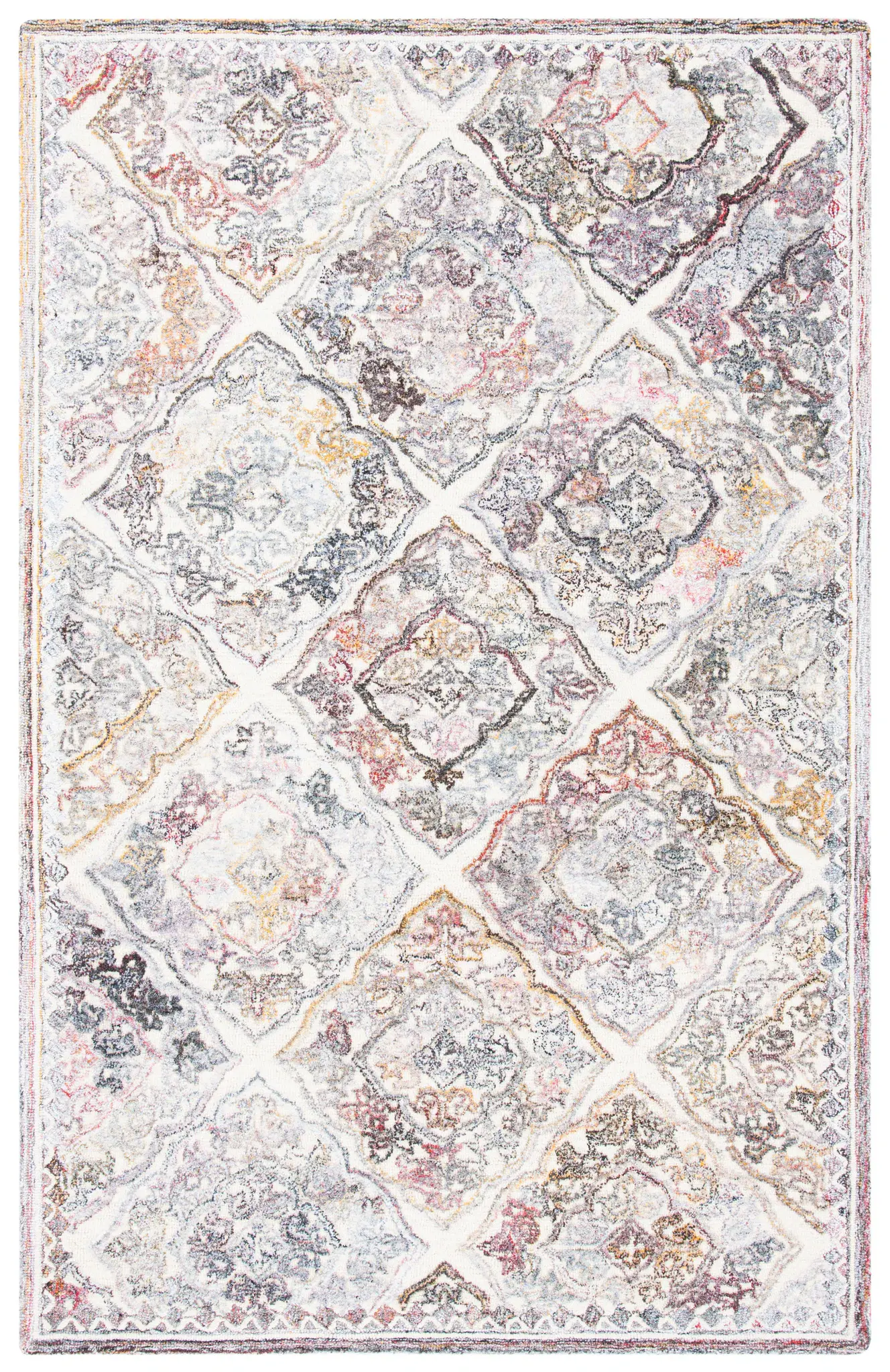 Micro-Loop Diamond Medallion Hand-Tufted Rug
