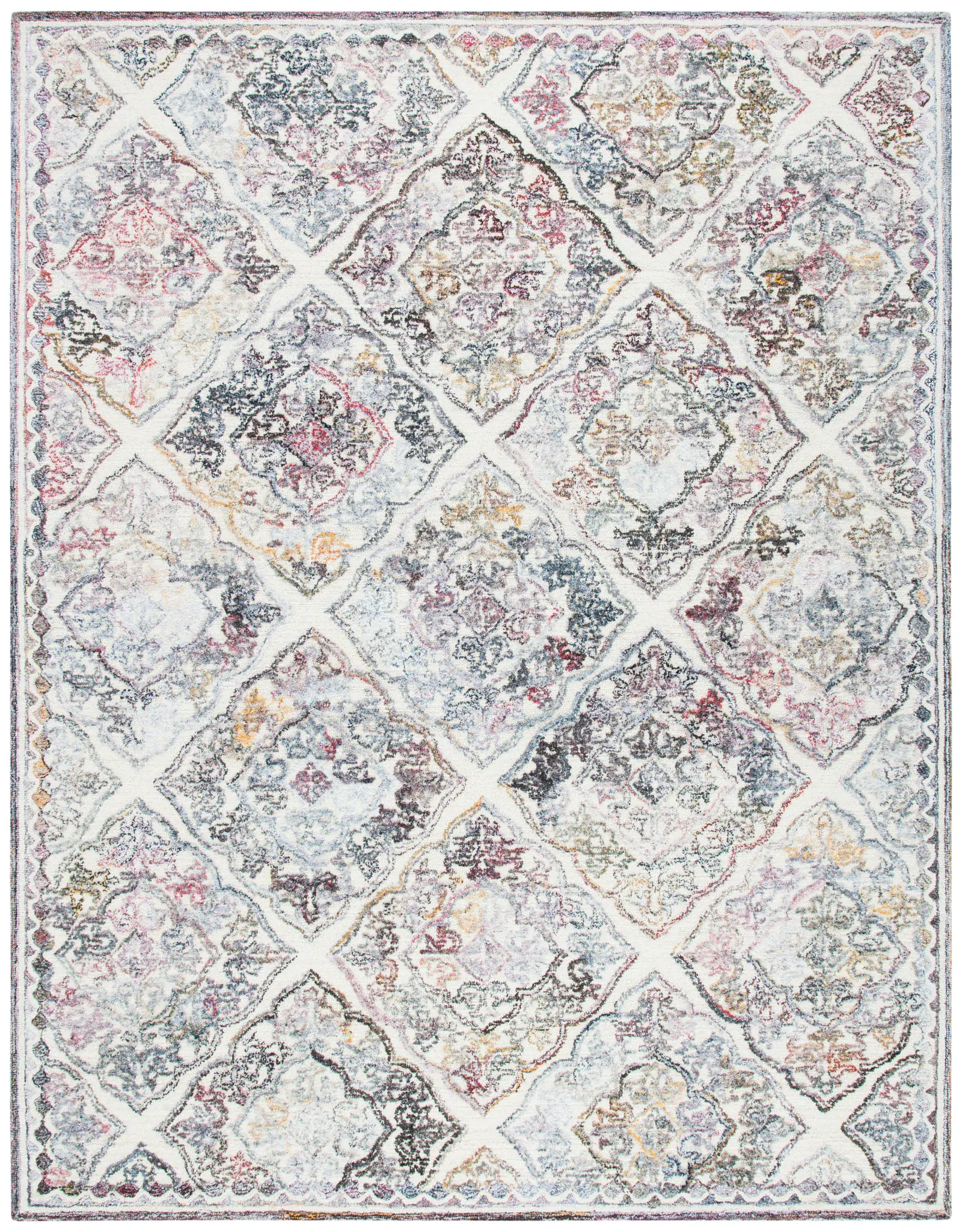 Micro-Loop Diamond Medallion Hand-Tufted Rug