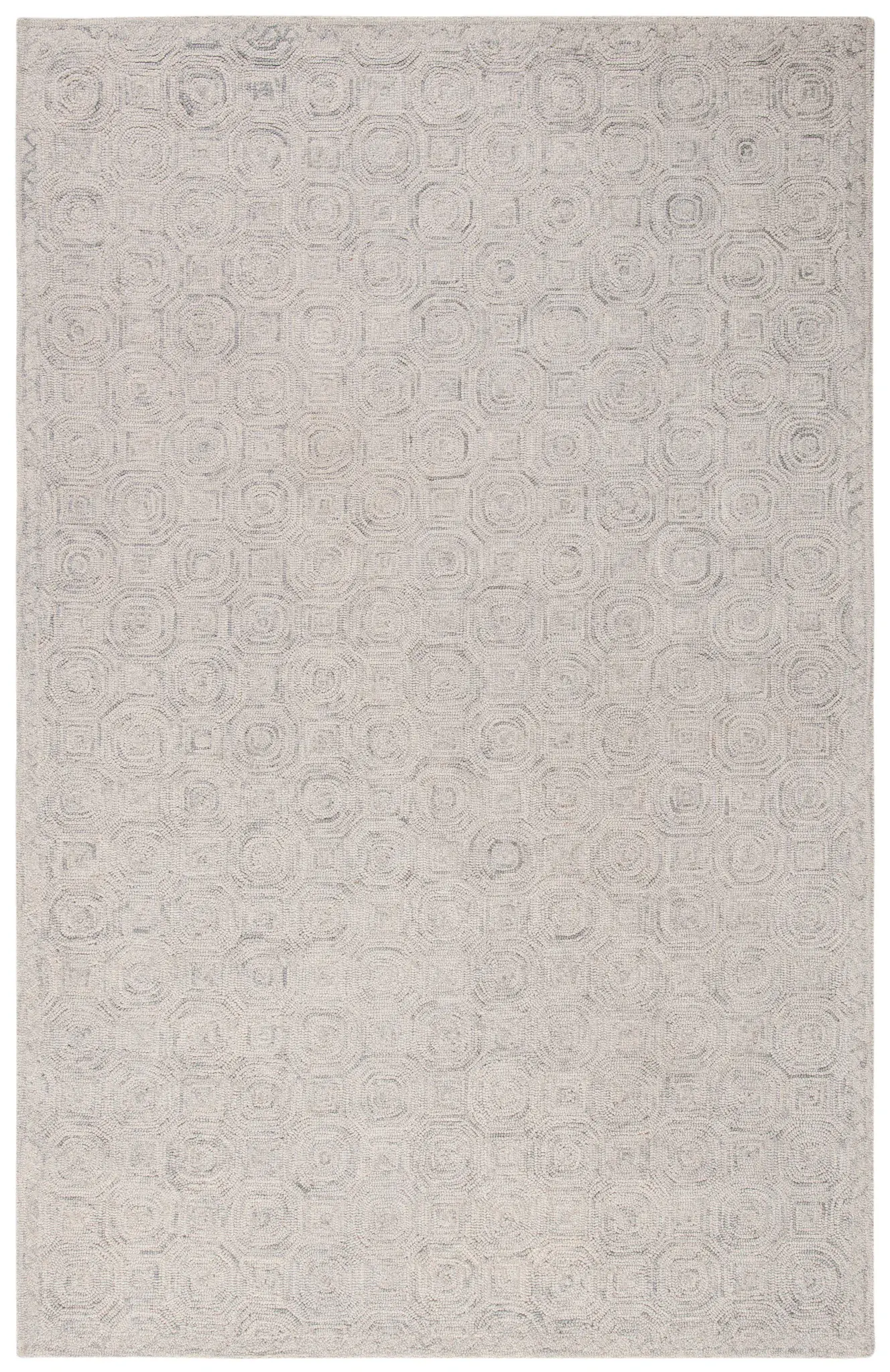 Micro-Loop Concentric Square Hand-Tufted Wool Rug