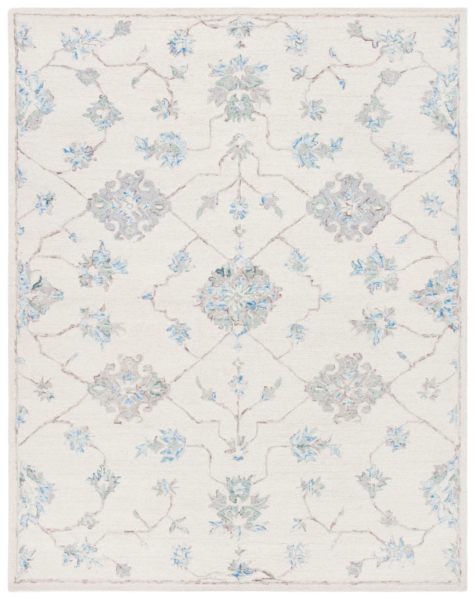 Micro-Loop Floral Trellis Hand-Tufted Wool Rug