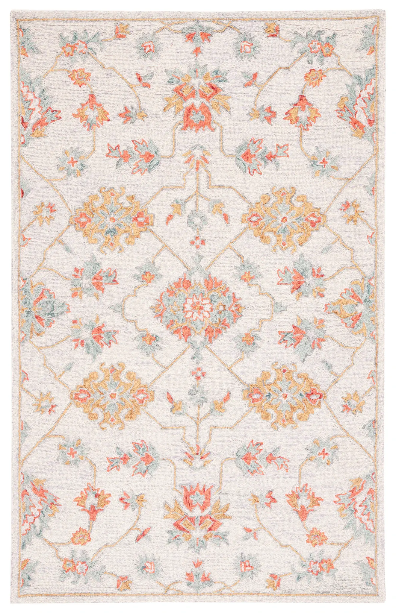 Micro-Loop Floral Trellis Hand-Tufted Wool Rug