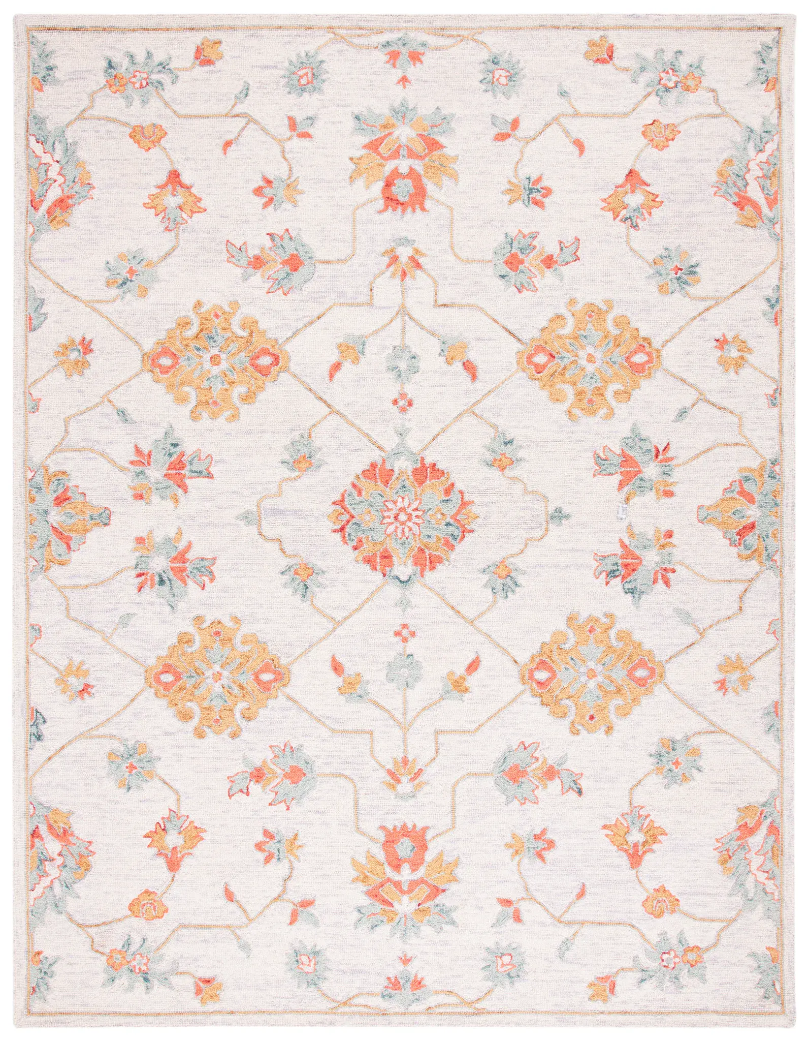 Micro-Loop Floral Trellis Hand-Tufted Wool Rug