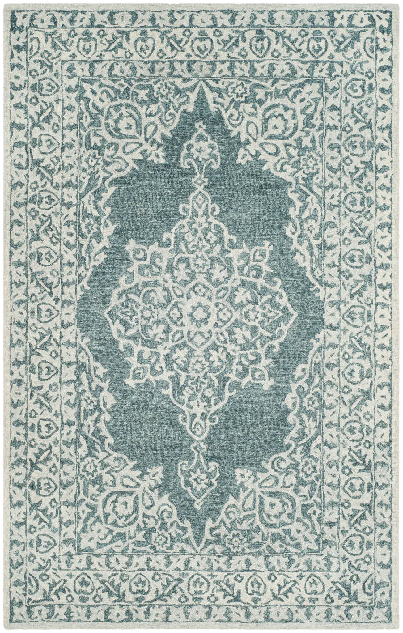Micro-Loop Traditional Medallion Hand-Tufted Wool Rug