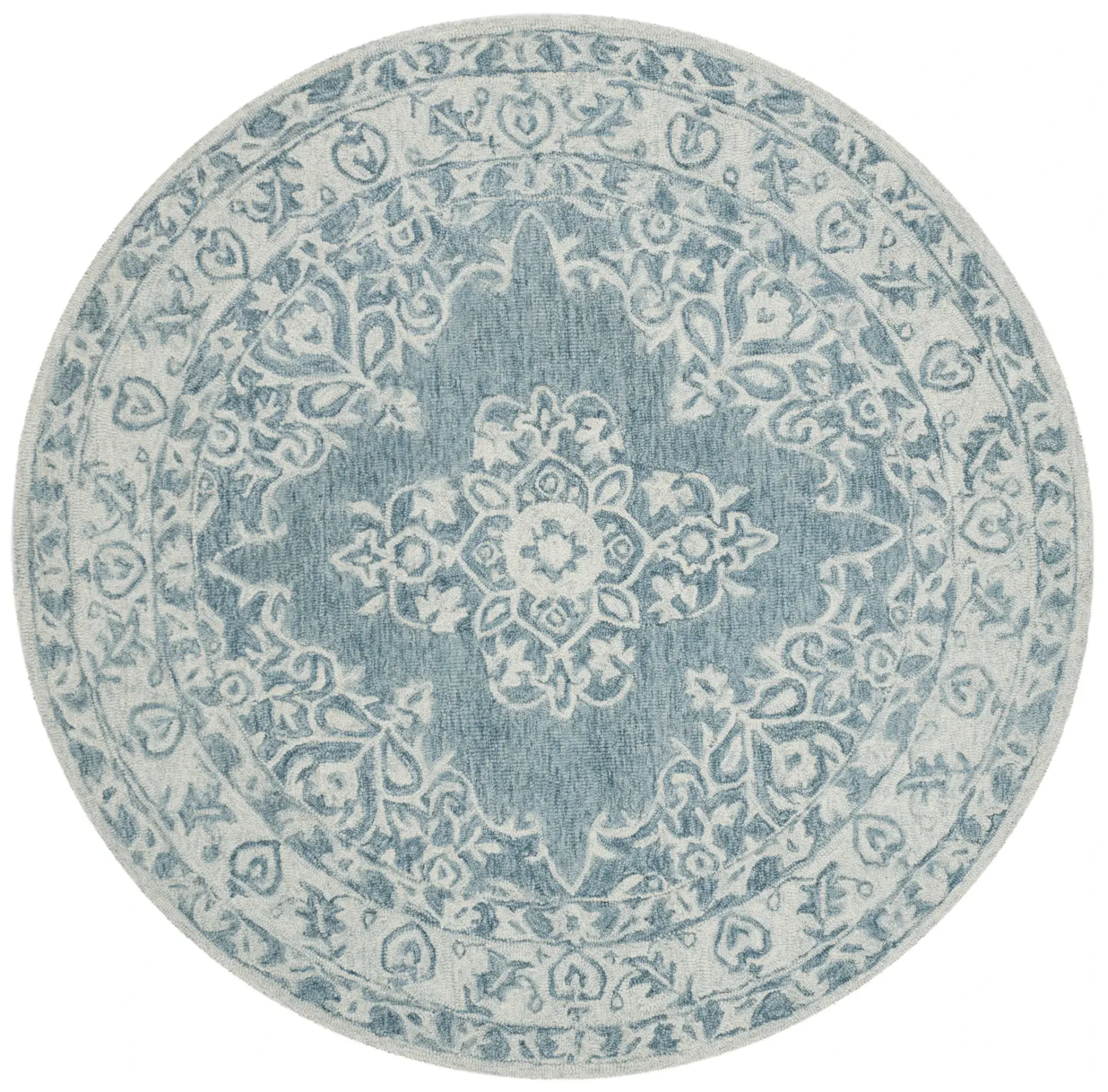 Micro-Loop Traditional Medallion Hand-Tufted Wool Rug