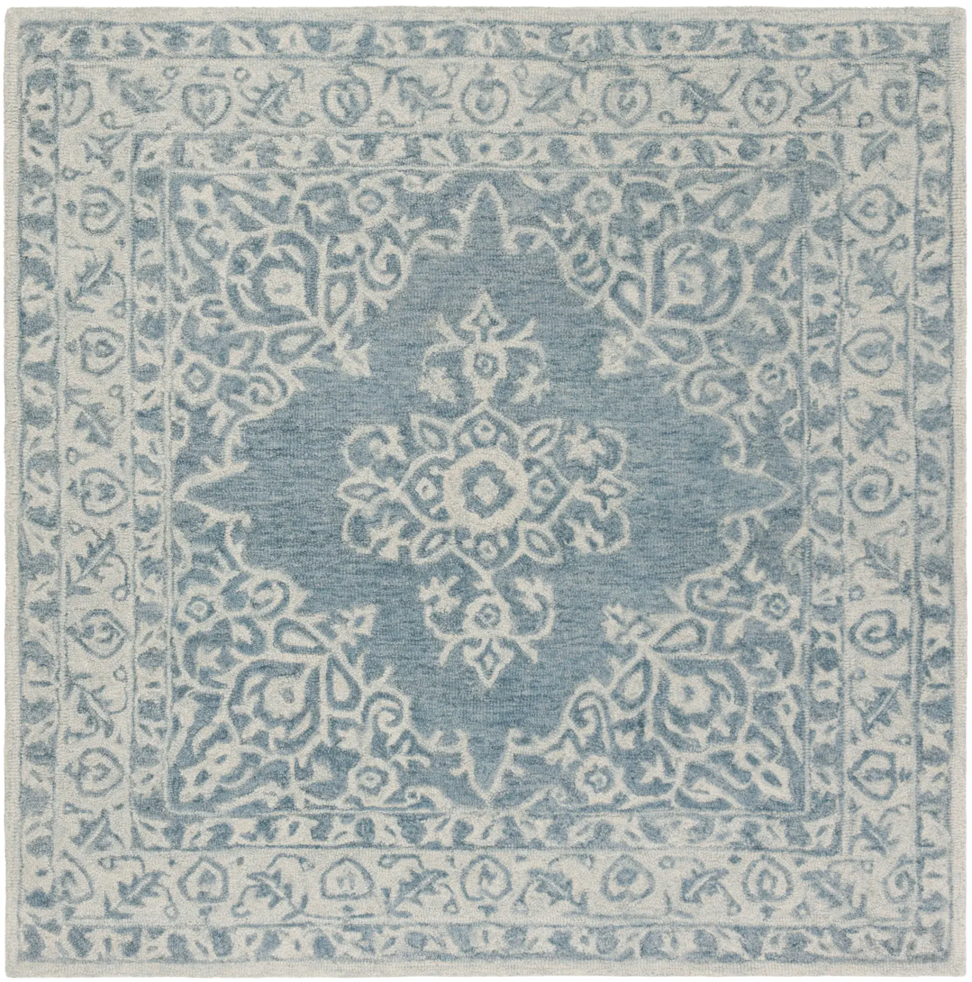 Micro-Loop Traditional Medallion Hand-Tufted Wool Rug