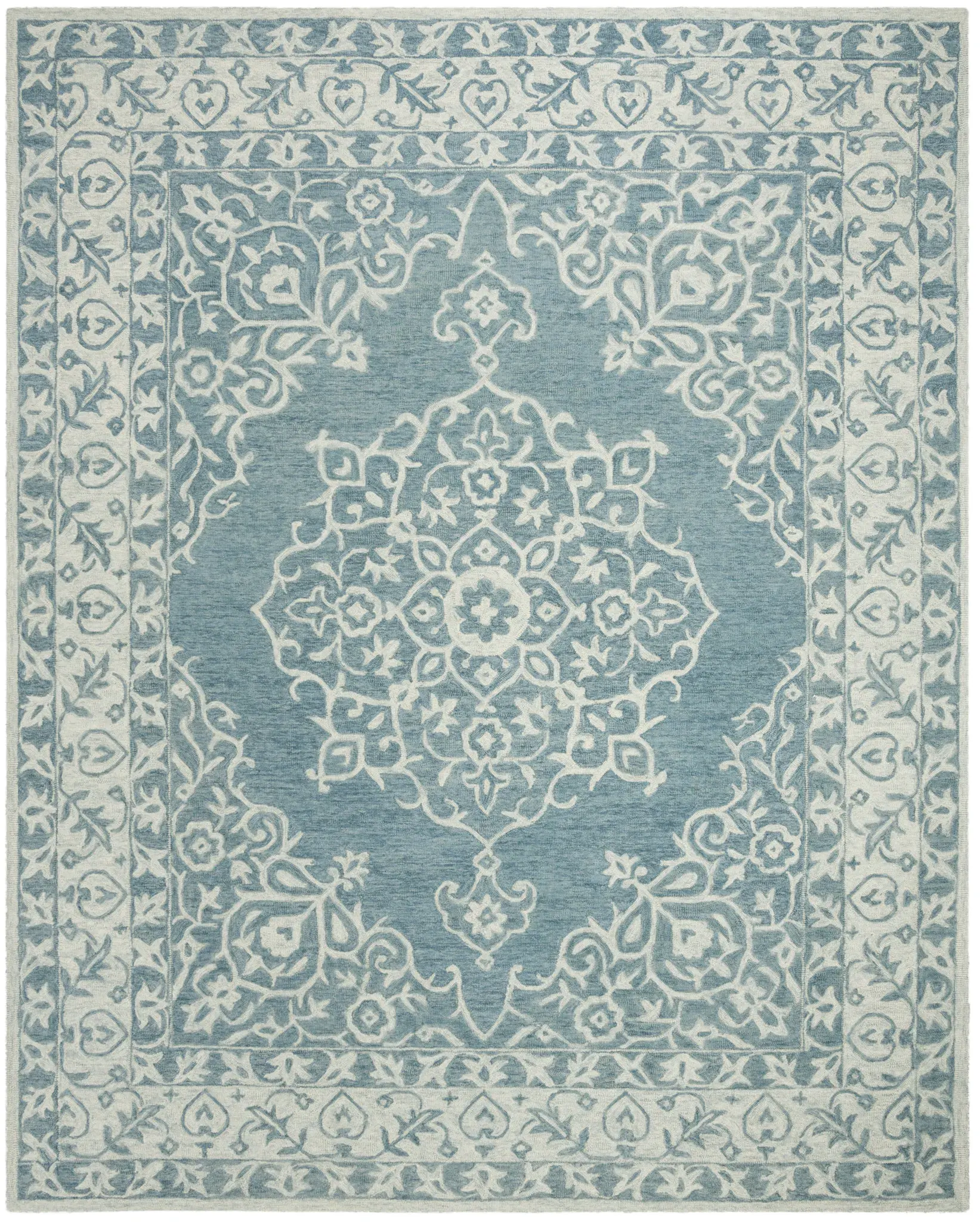 Micro-Loop Traditional Medallion Hand-Tufted Wool Rug