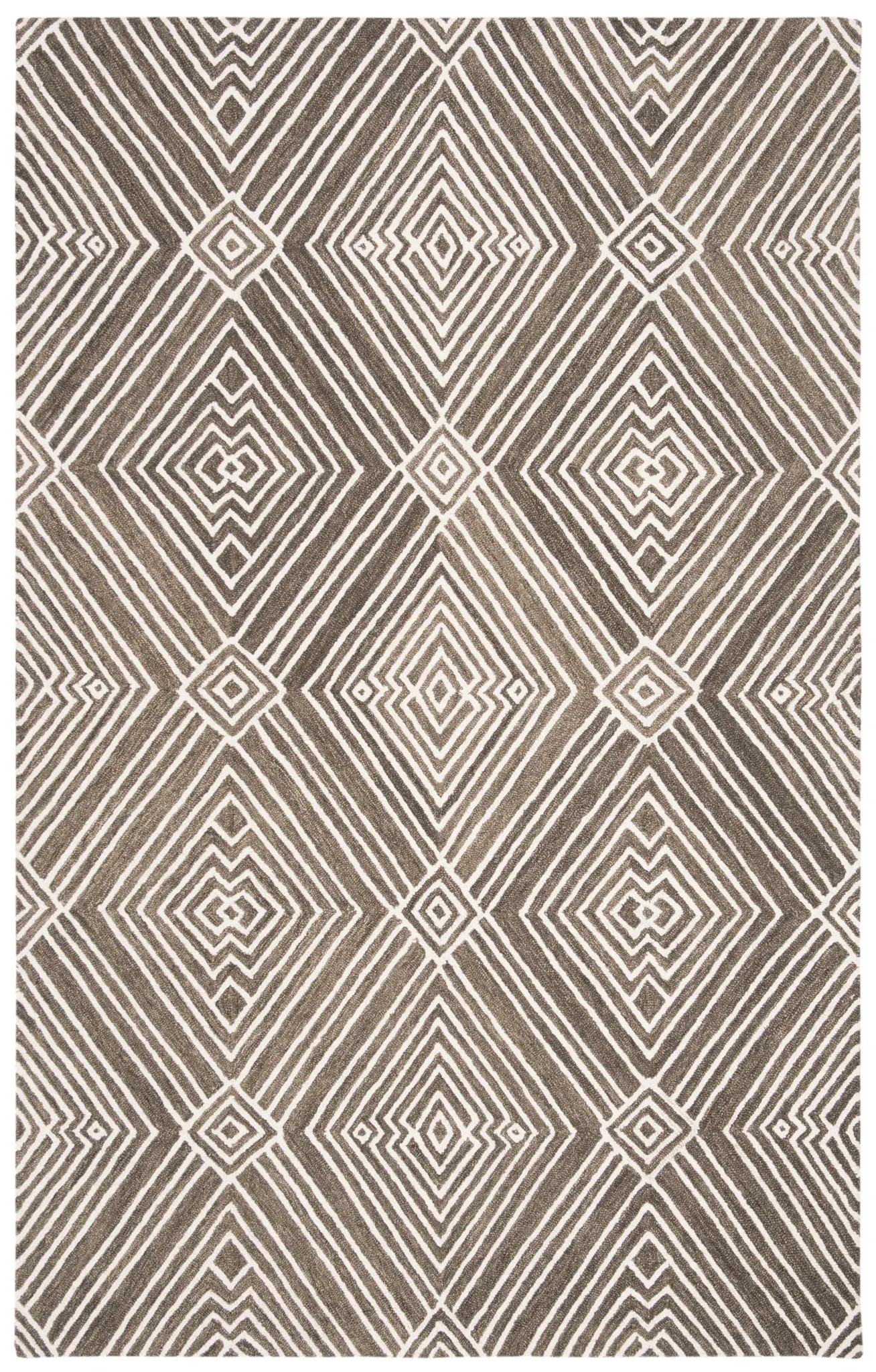 Micro-Loop Diamond Maze Trellis Hand-Tufted Wool Rug