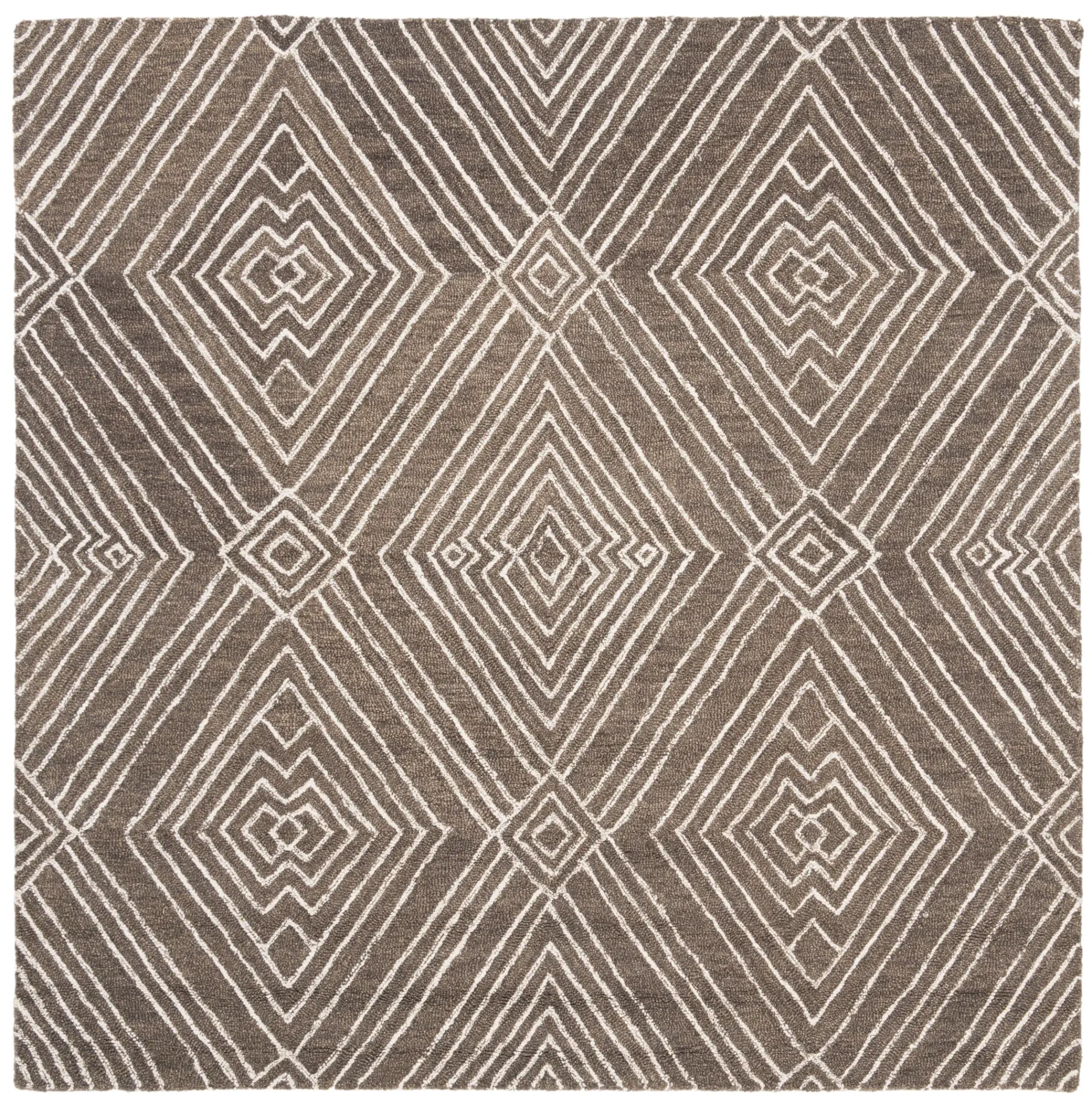Micro-Loop Diamond Maze Trellis Hand-Tufted Wool Rug