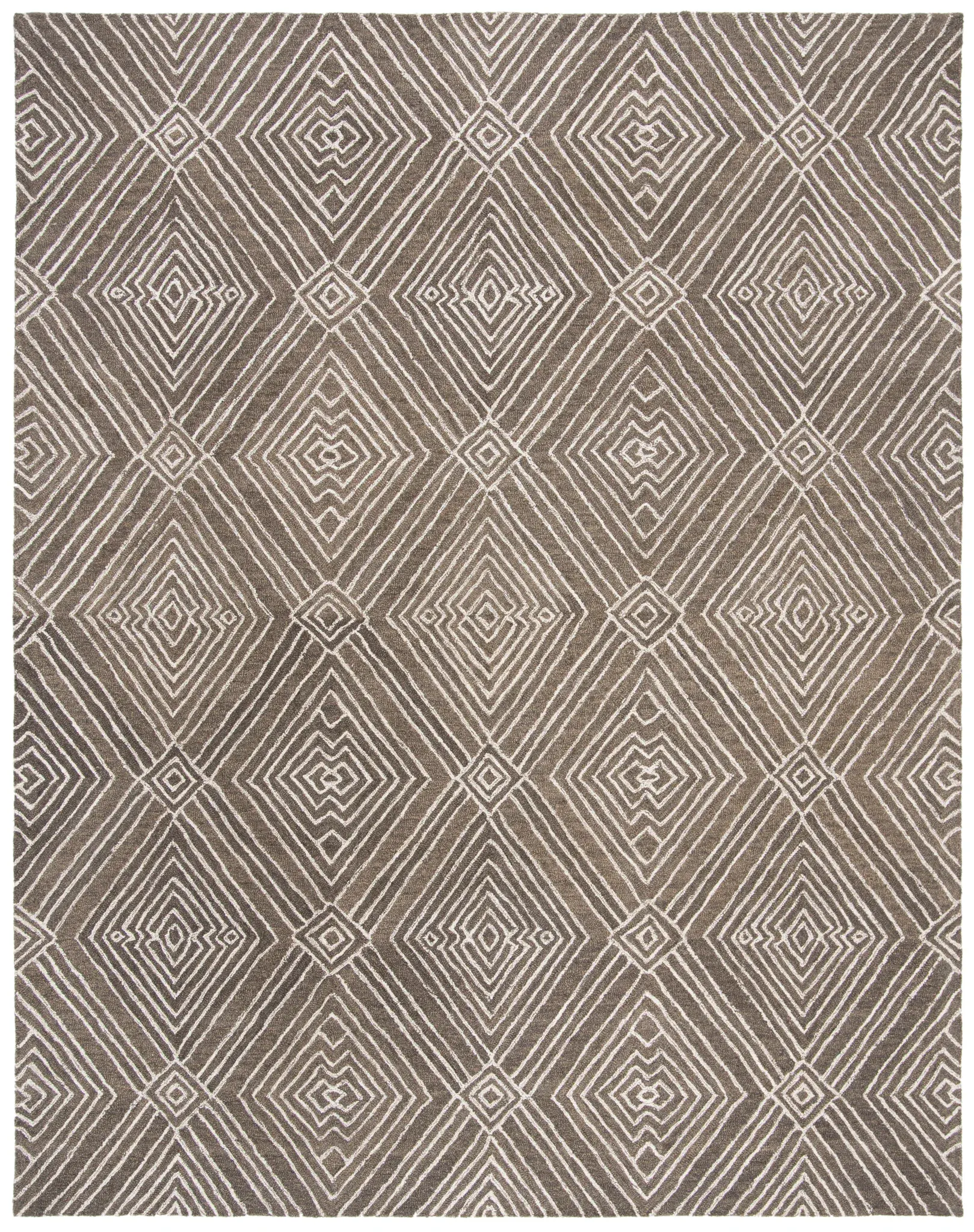Micro-Loop Diamond Maze Trellis Hand-Tufted Wool Rug
