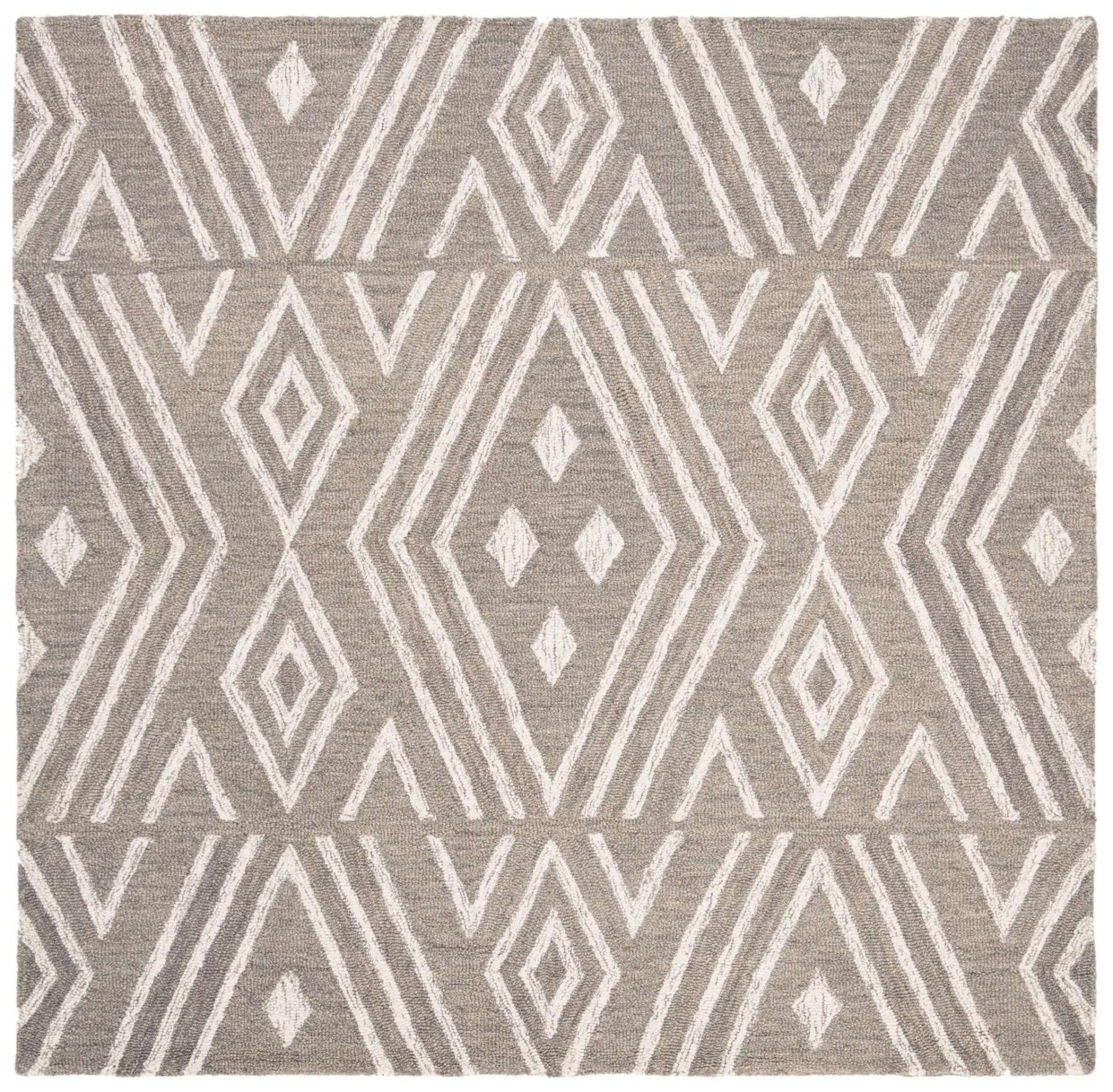 Micro-Loop Nested Diamond Hand-Tufted Wool Rug