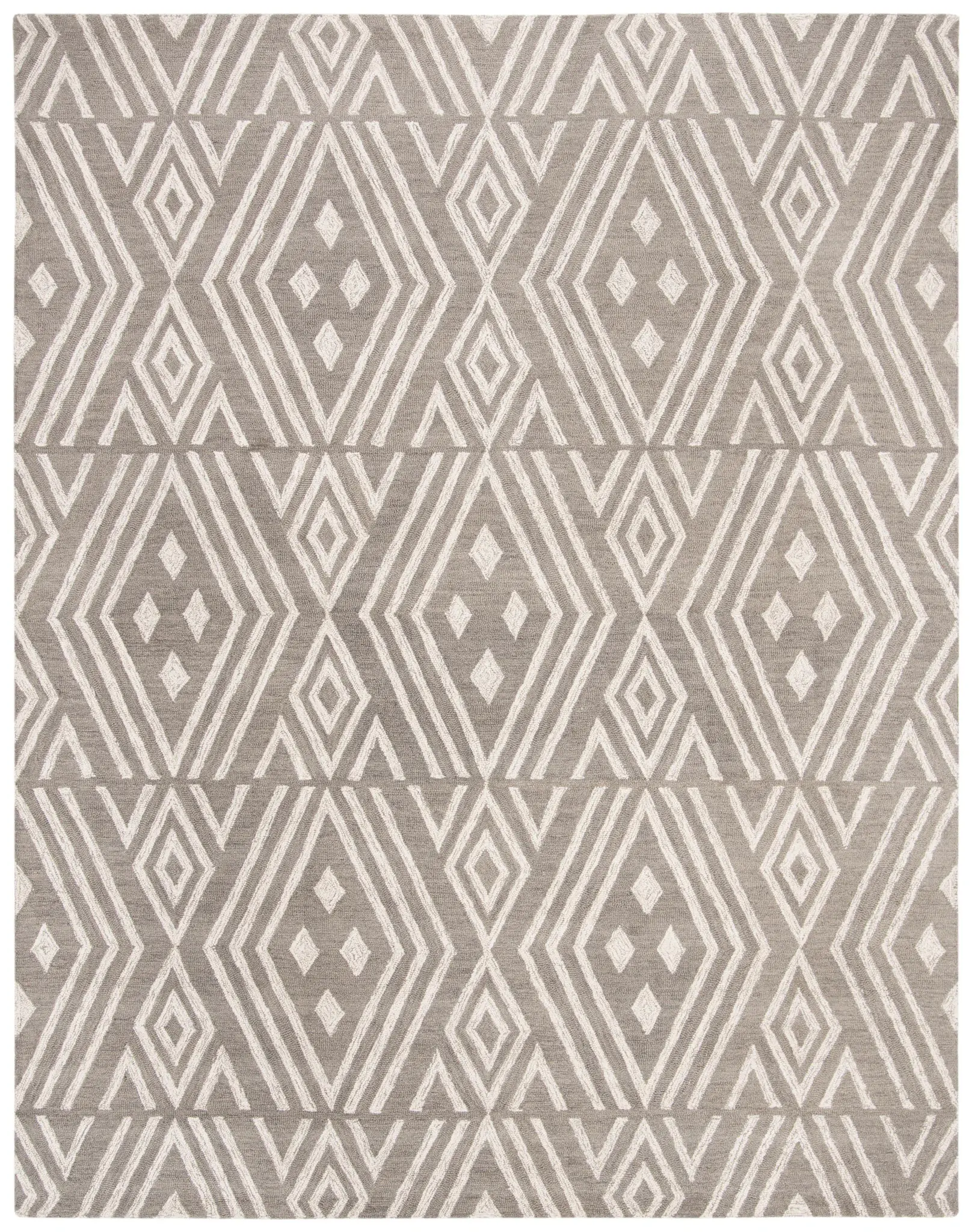 Micro-Loop Nested Diamond Hand-Tufted Wool Rug