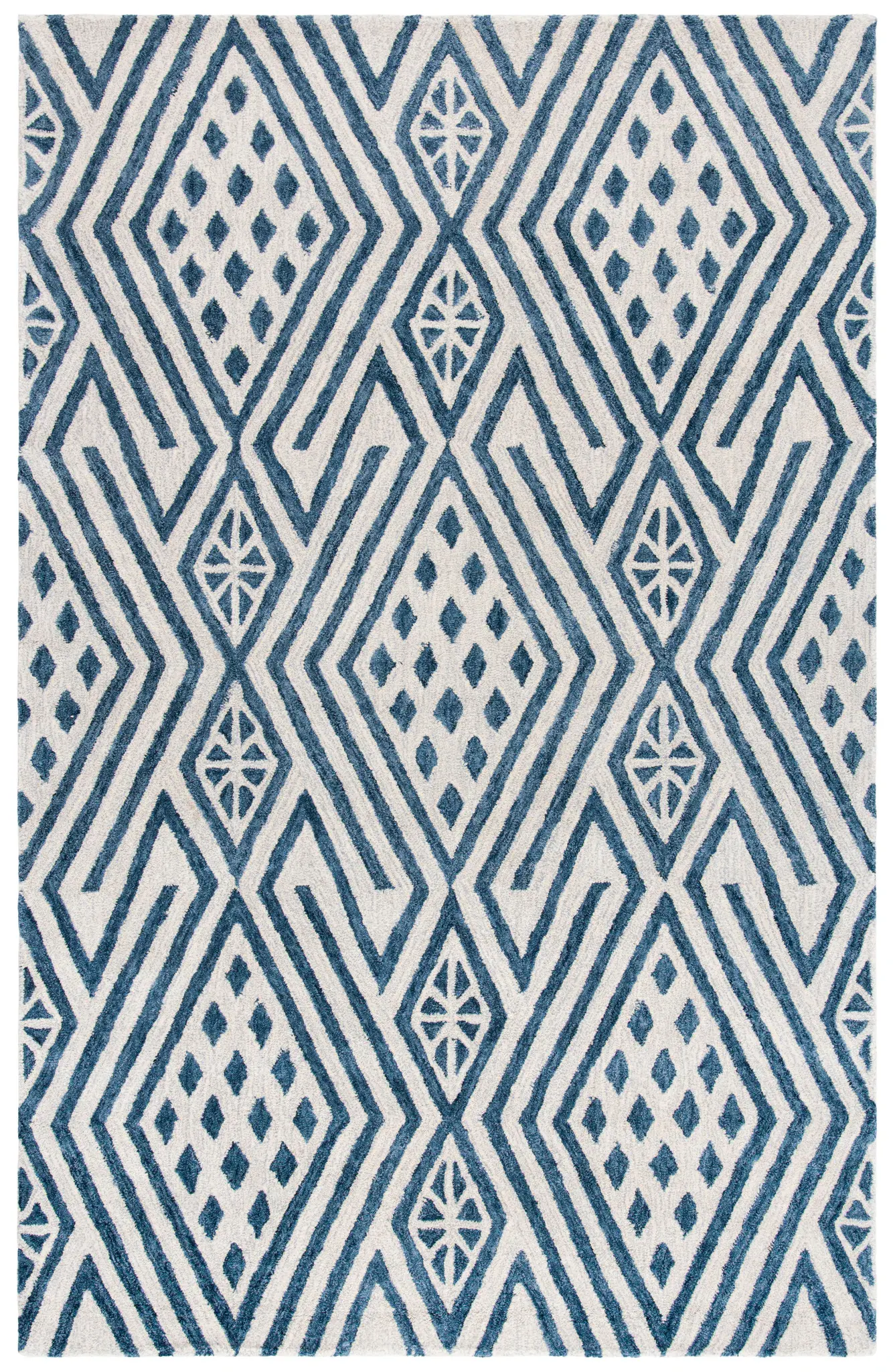 Micro-Loop Tribal Concentric Diamond Hand-Tufted Wool Rug