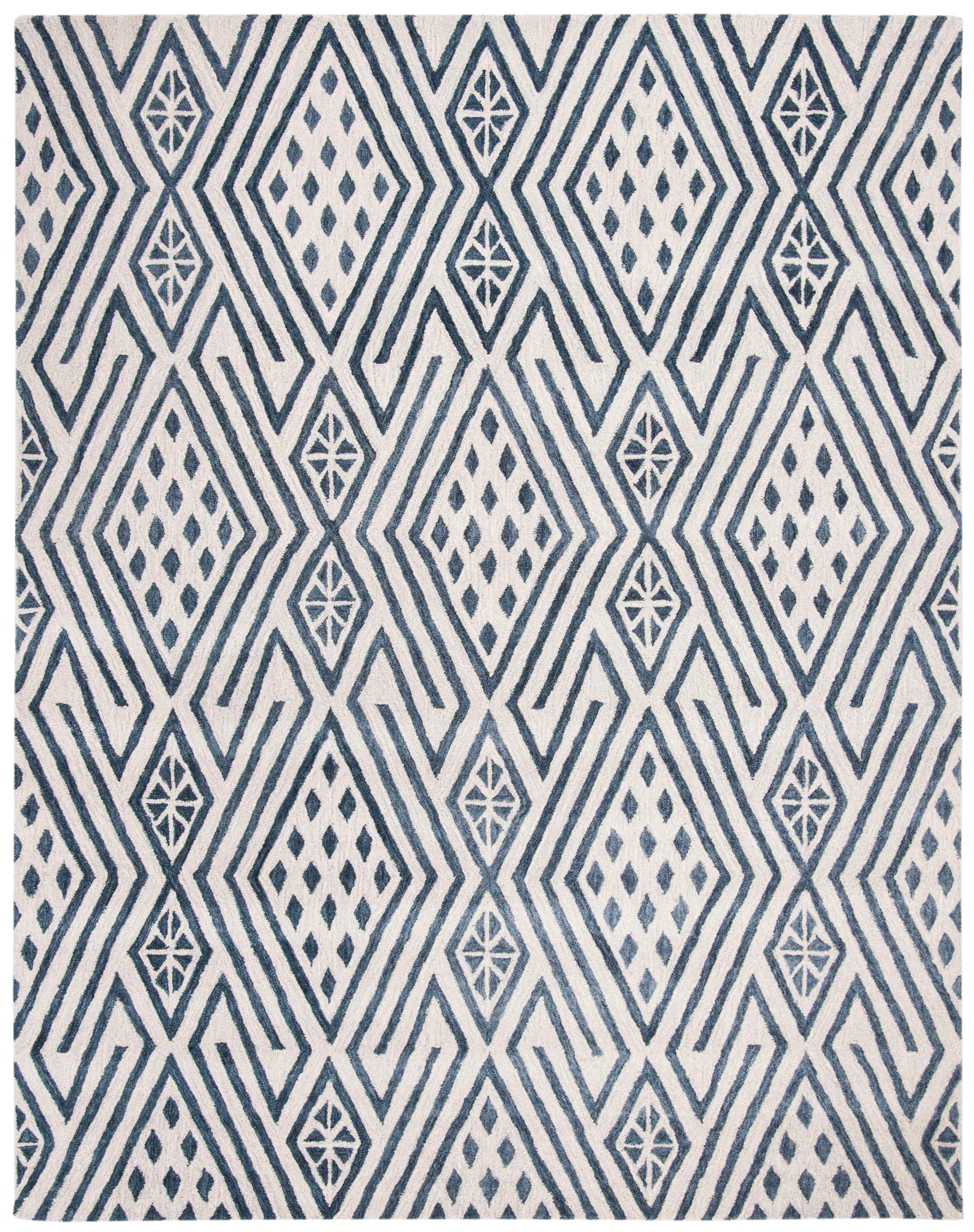 Micro-Loop Tribal Concentric Diamond Hand-Tufted Wool Rug
