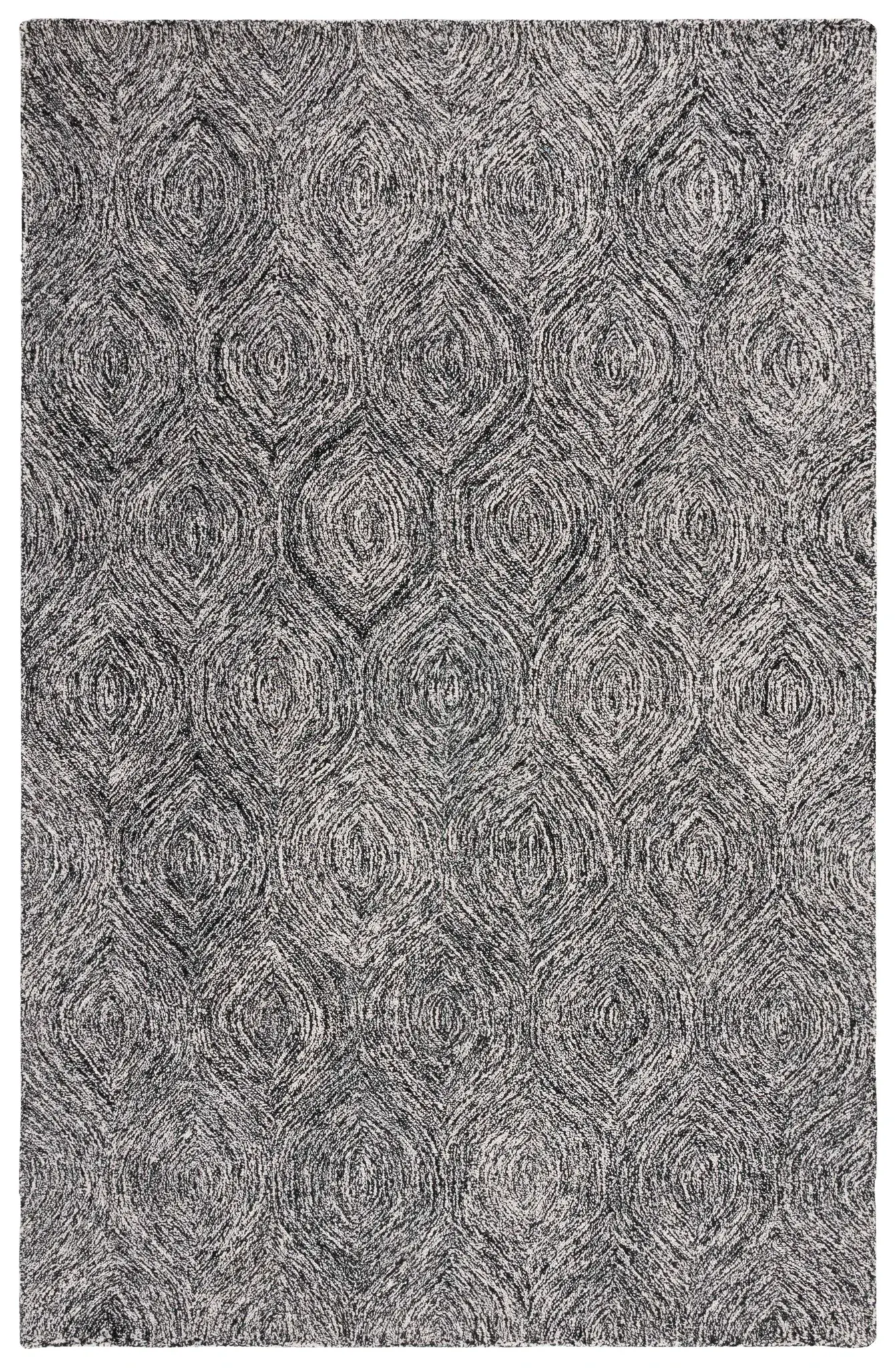 Micro-Loop Concentric Ogee Hand-Tufted Wool Rug