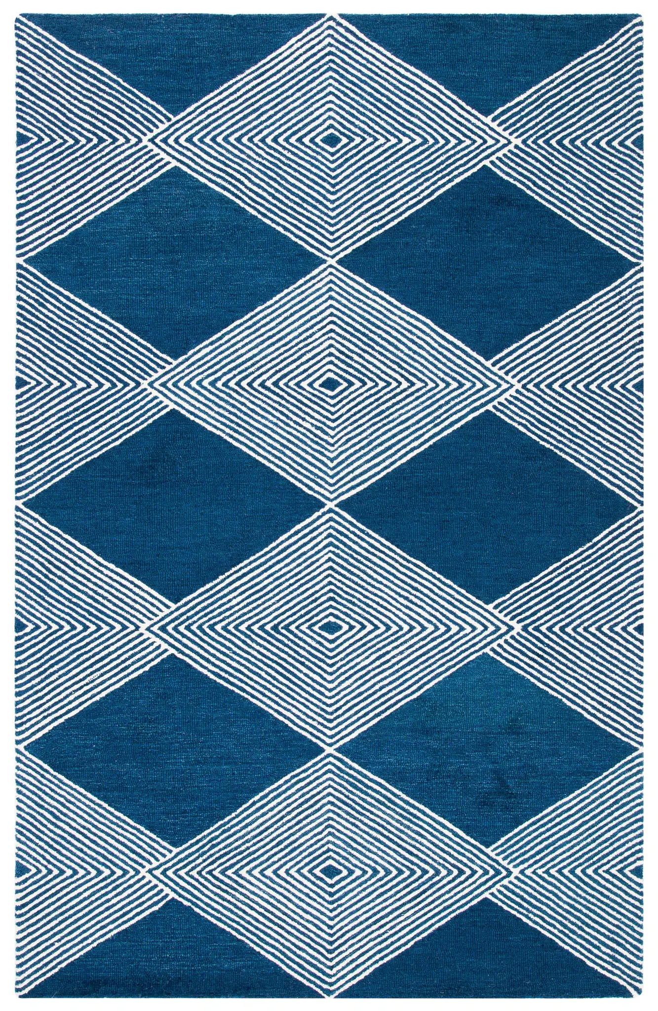 Micro-Loop Line Diamond Hand-Tufted Wool Rug