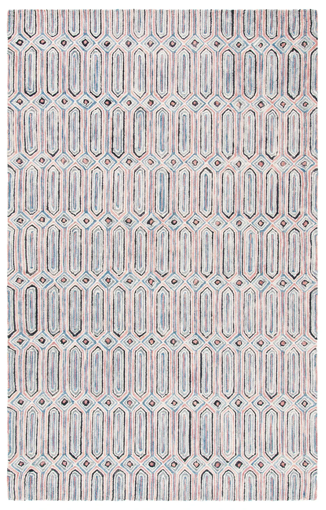 Micro-Loop Geometric Hand-Tufted Wool Rug