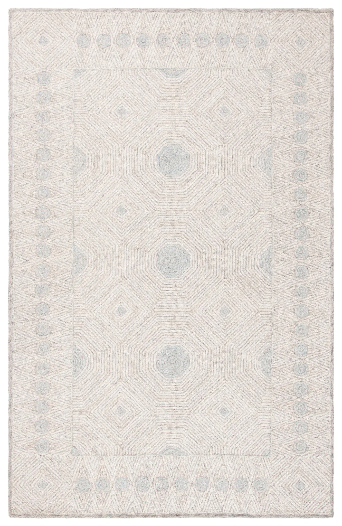 Micro-Loop Geometric Medallion Hand-Tufted Wool Rug